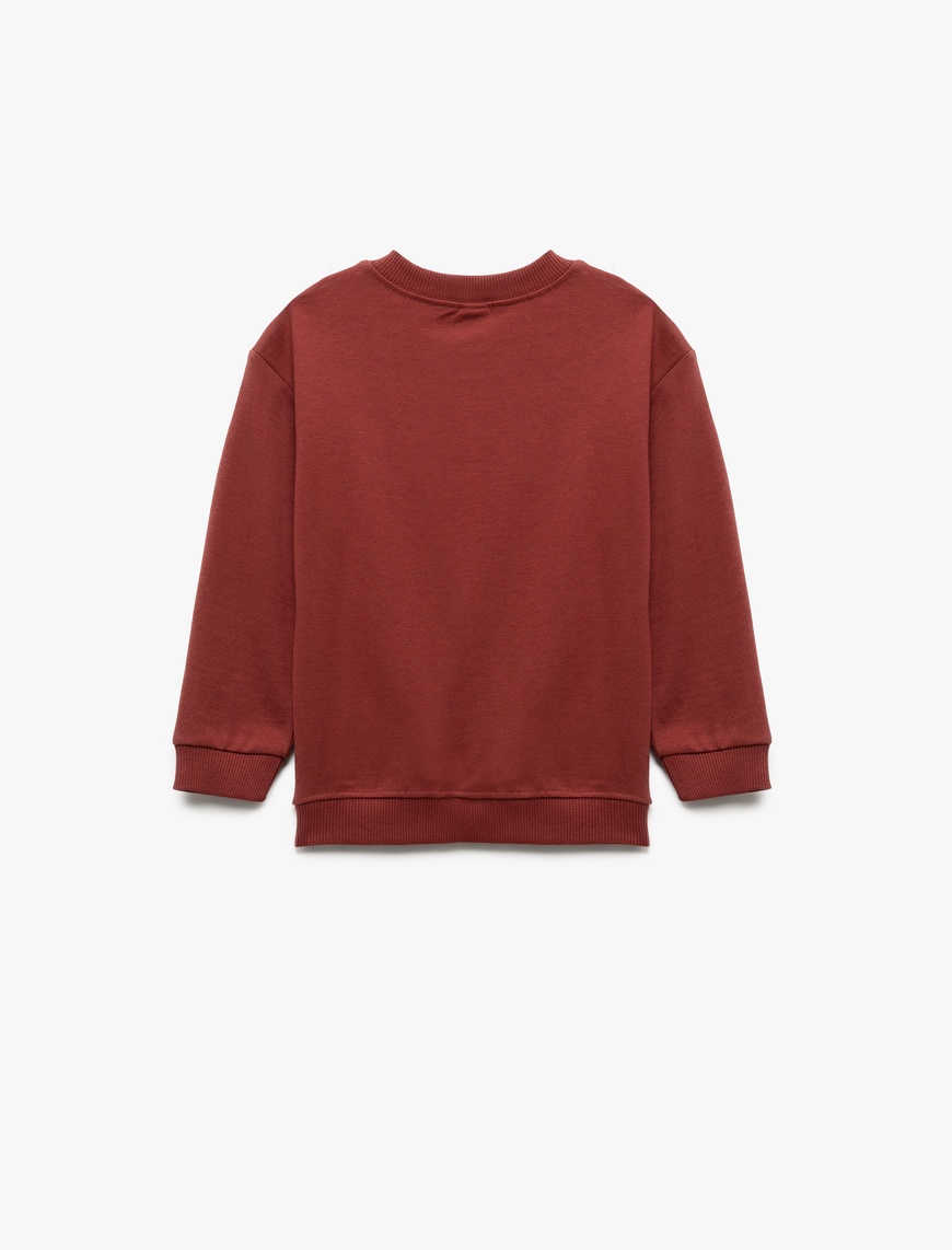  Erkek Bebek Şardonlu Uzun Kollu Bisiklet Yaka Pamuklu Baskılı Sweatshirt