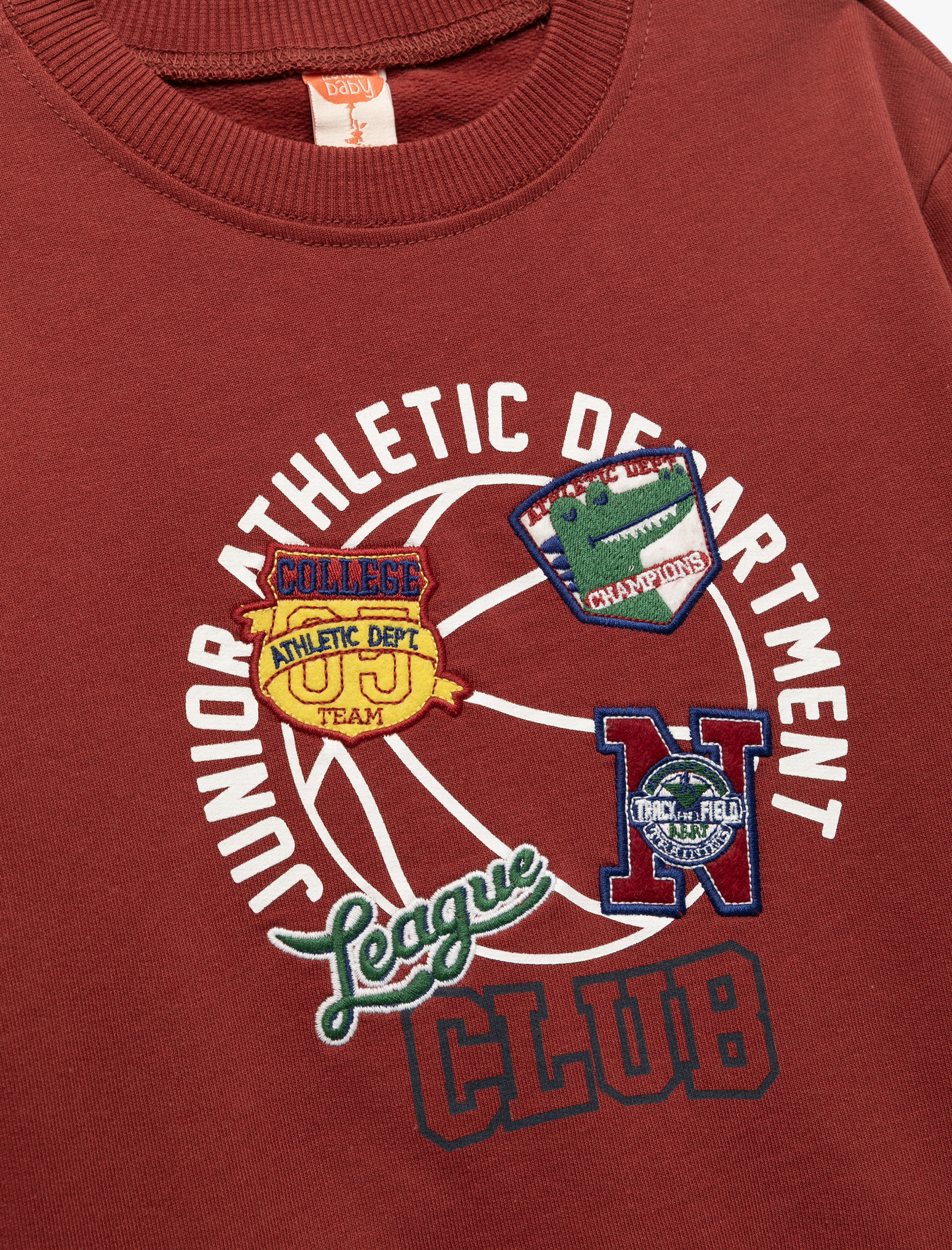  Erkek Bebek Şardonlu Uzun Kollu Bisiklet Yaka Pamuklu Baskılı Sweatshirt