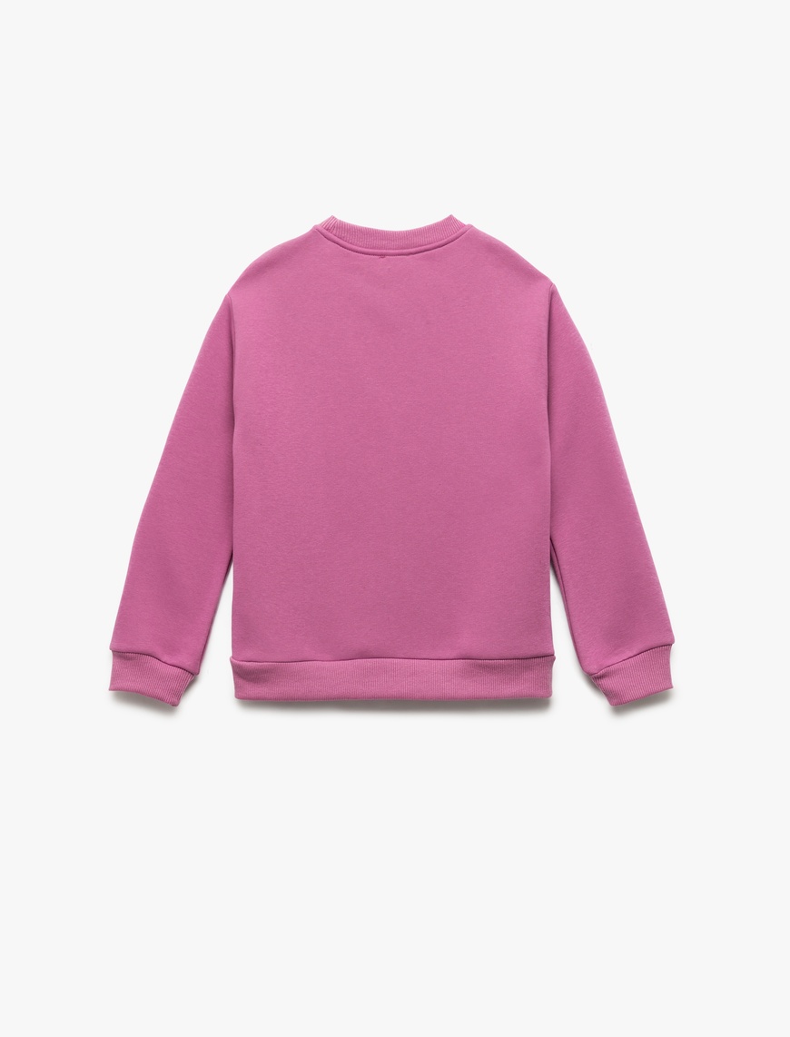 Kız Çocuk Bisiklet Yaka Uzun Kollu Baskılı Şardonlu Sweatshirt