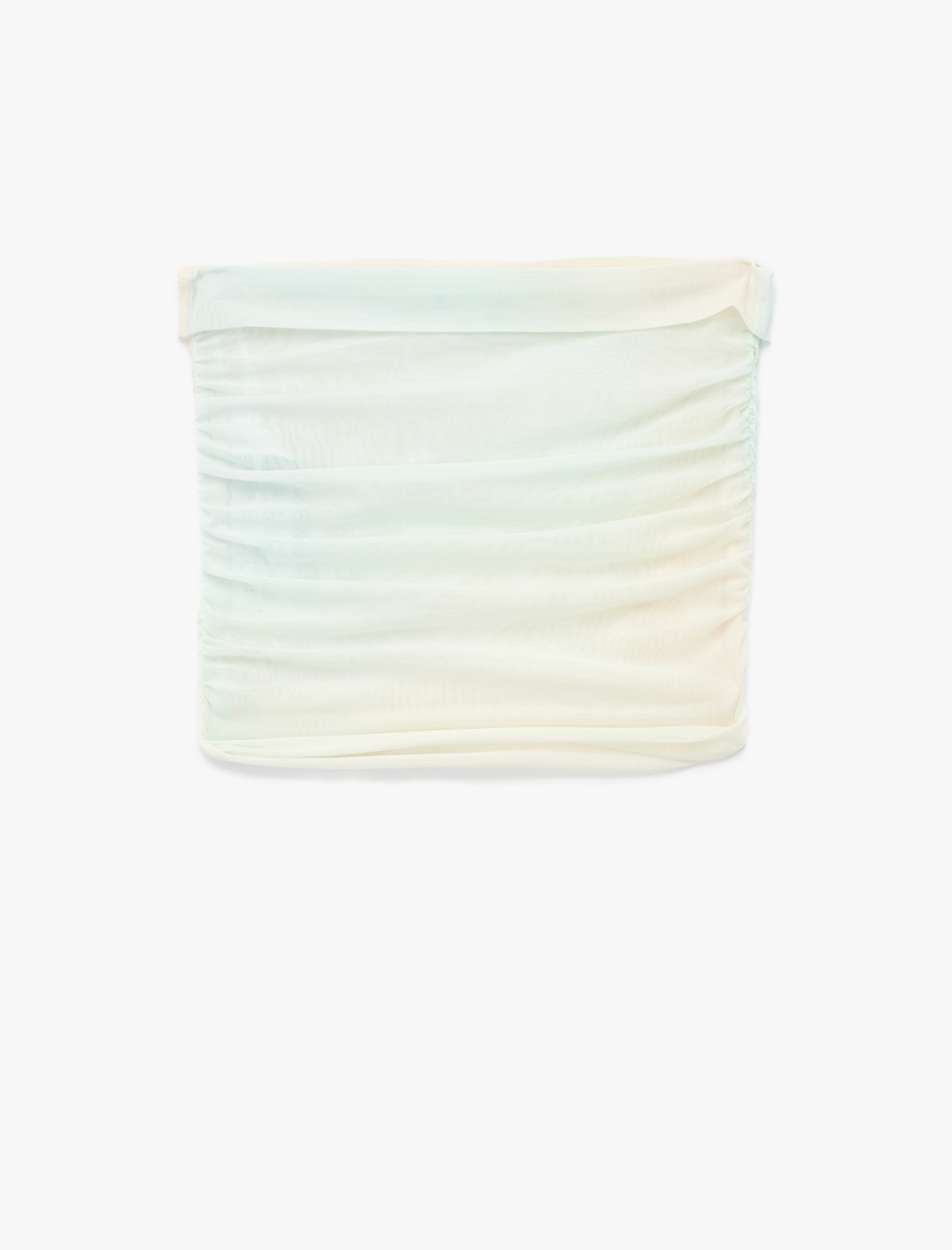   Slim Fit Drape Detaylı Crop Straplez Bluz