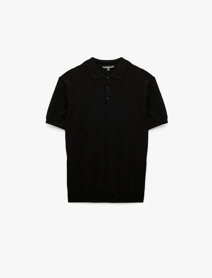  Regular Fit Düğmeli Polo Yaka Pamuklu Kısa Kollu Triko Tişört