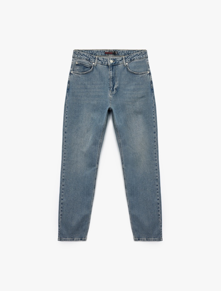  Normal Bel Pamuklu Vintage Straight Fit Jean Pantolon