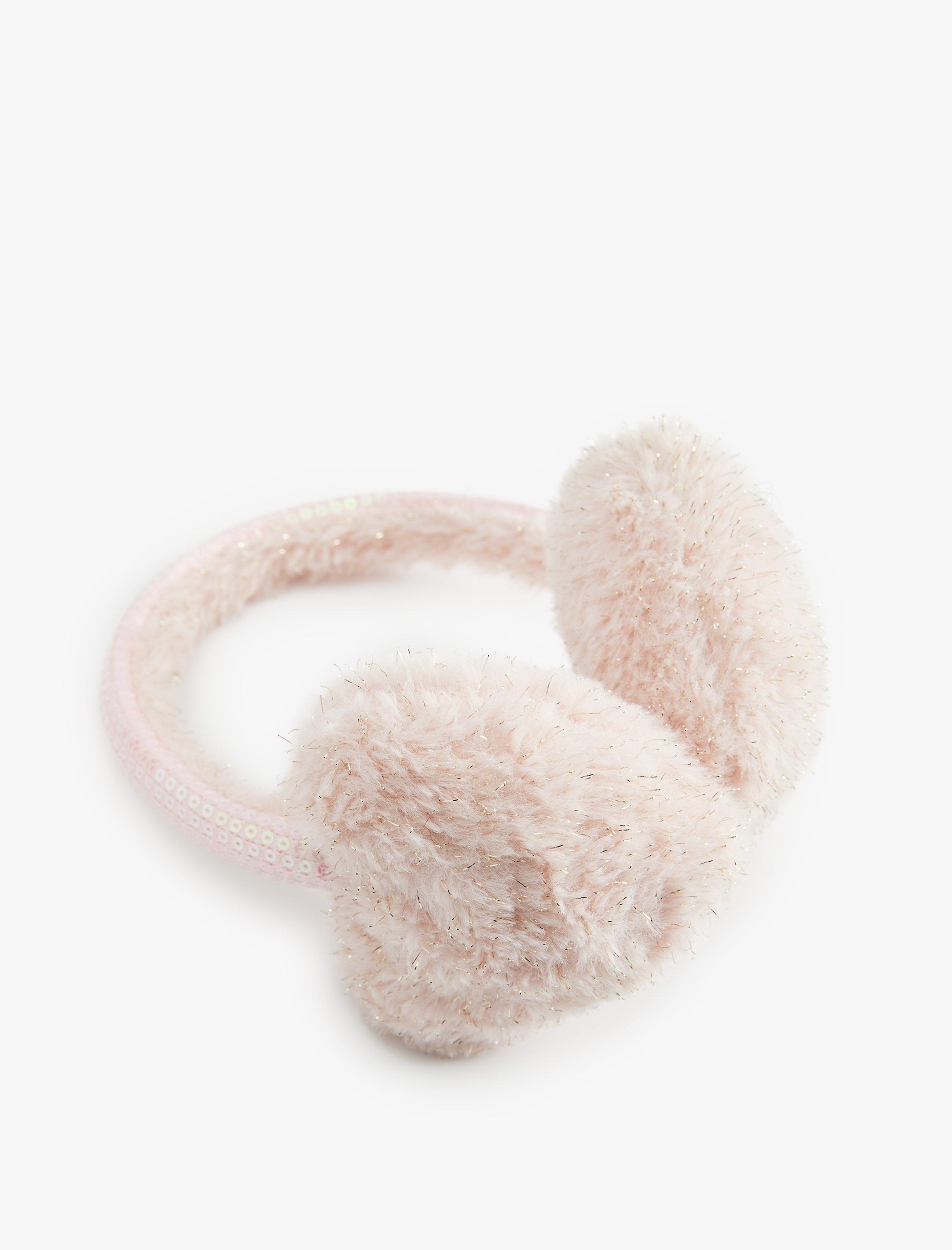  Kız Çocuk Kalp Detaylı Simli Peluş Kulaklık