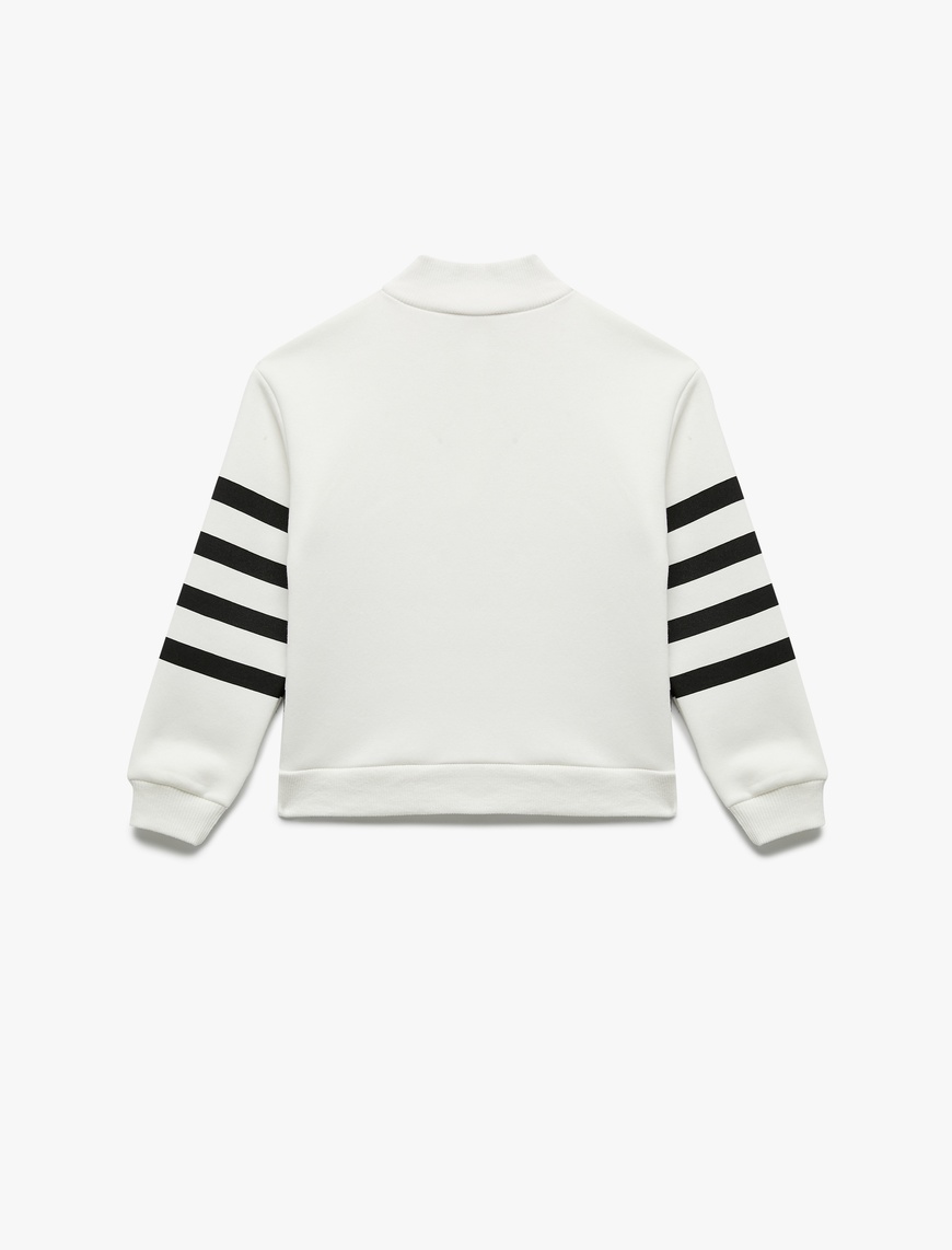  Kız Çocuk Şardonlu Uzun Kollu Fermuarlı Yarım Balıkçı Yaka Oversize Sweatshirt