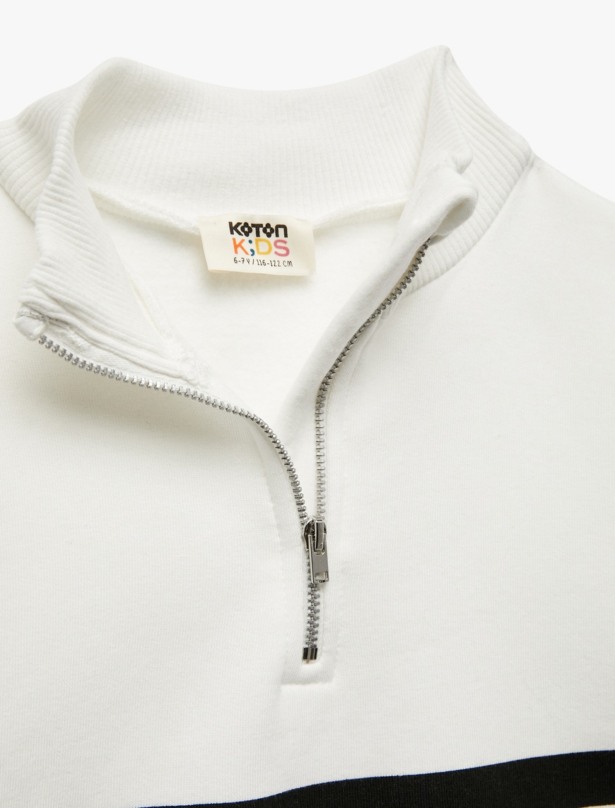  Kız Çocuk Şardonlu Uzun Kollu Fermuarlı Yarım Balıkçı Yaka Oversize Sweatshirt