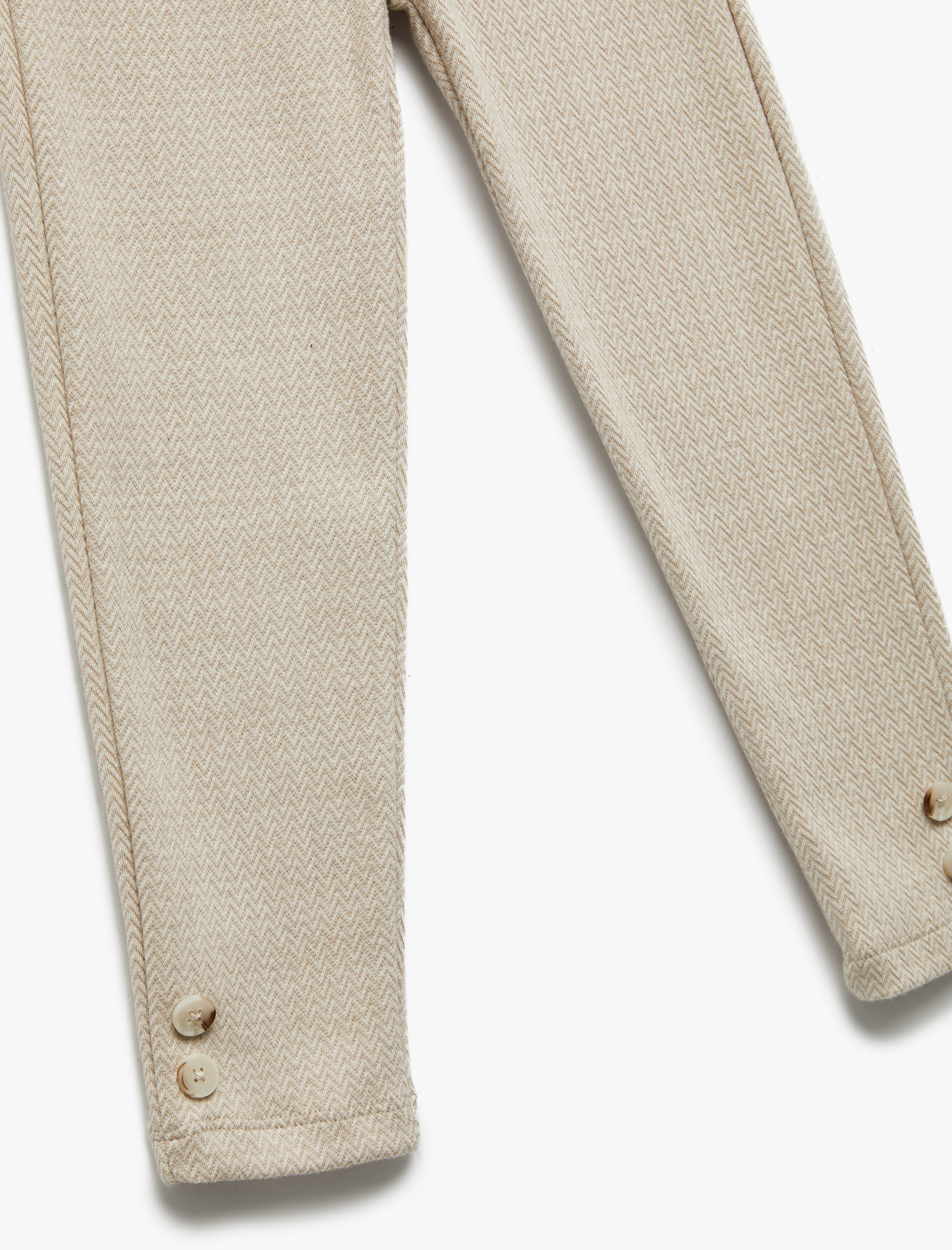  Kız Bebek Düğme Detaylı Balıksırtı Desenli Beli Lastikli Uzun Tayt