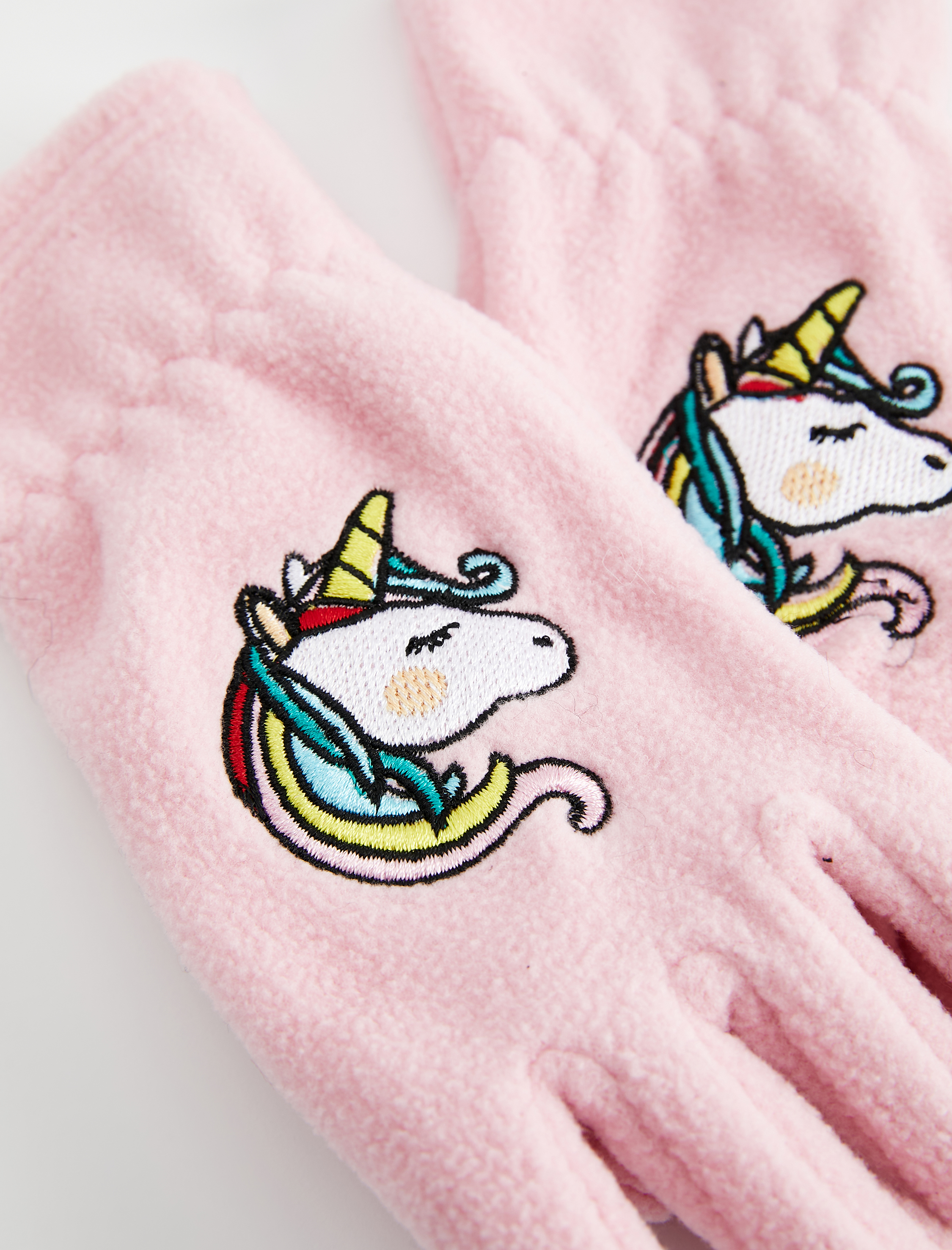  Kız Çocuk Unicorn İşleme Detaylı Polar Eldiven