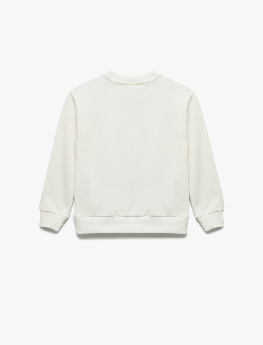  Kız Çocuk Uzun Kollu Bisiklet Yaka Pamuklu Anime Baskılı Sweatshirt