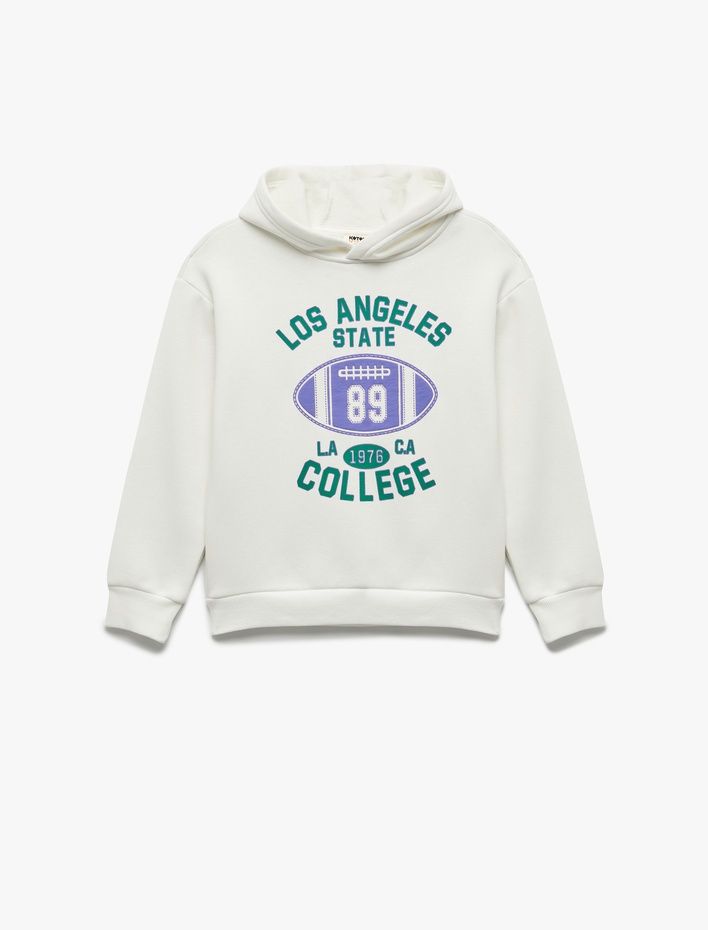 Erkek Çocuk Şardonlu Uzun Kollu Kapşonlu Baskılı Sweatshirt