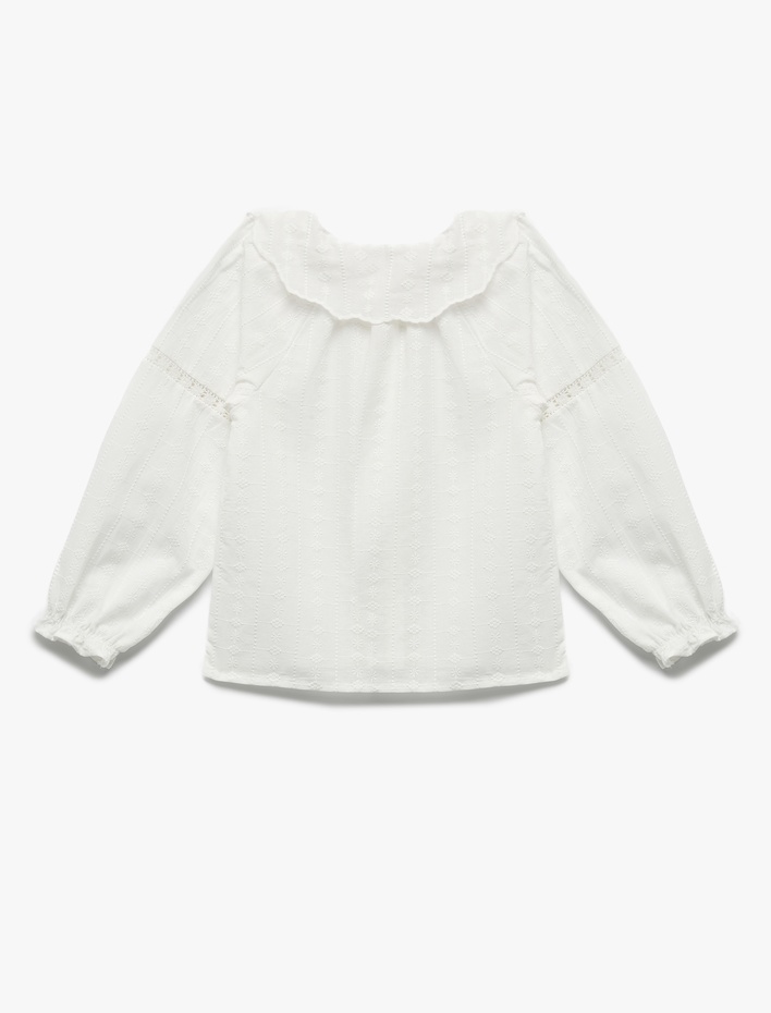 Kız Bebek Pamuklu Düğmeli Uzun Kollu Bebe Yaka Gömlek