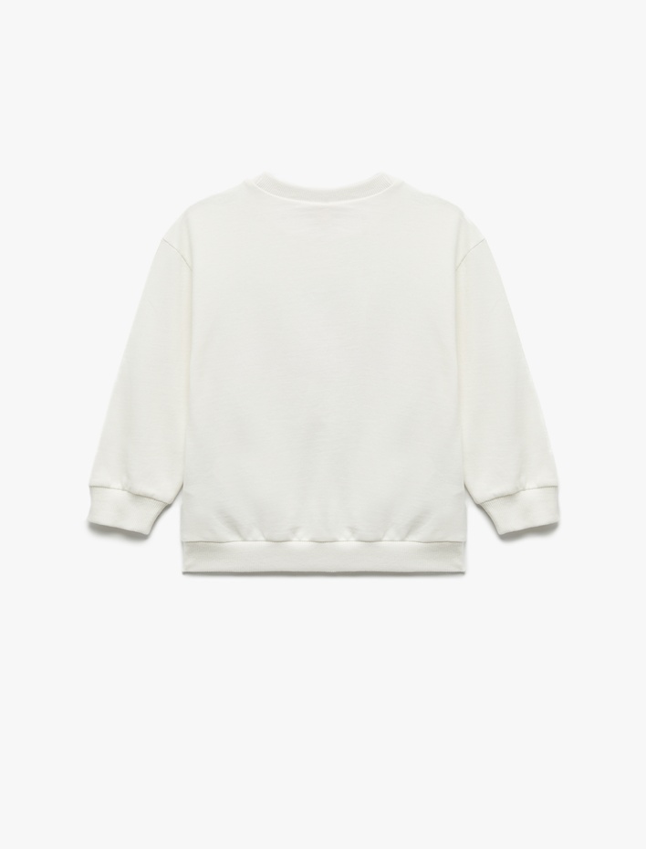 Kız Bebek Pamuklu Uzun Kollu Bisiklet Yaka Şardonlu Sweatshirt