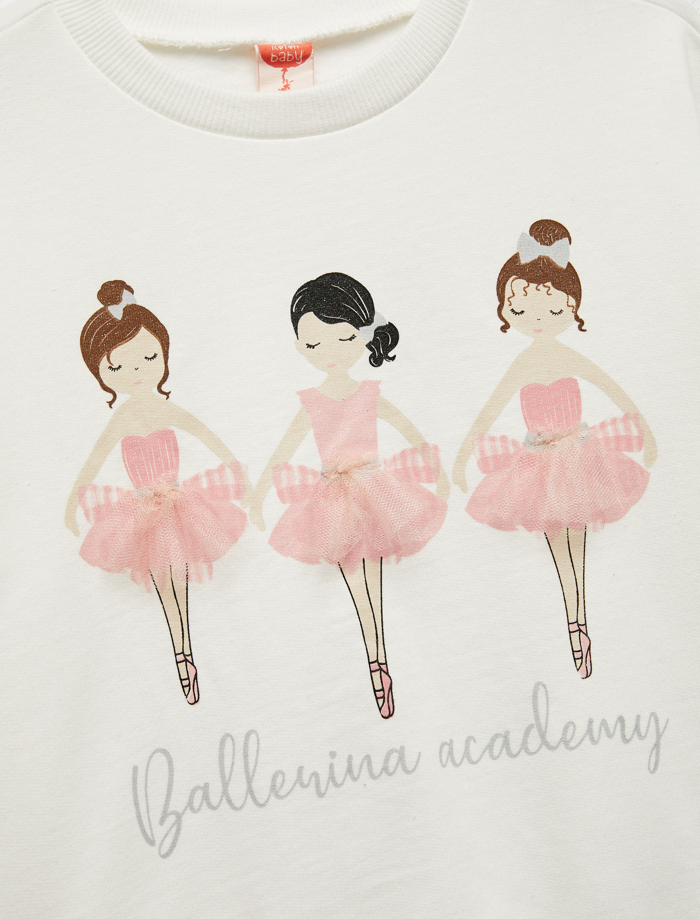  Kız Bebek Pamuklu Uzun Kollu Bisiklet Yaka Şardonlu Sweatshirt