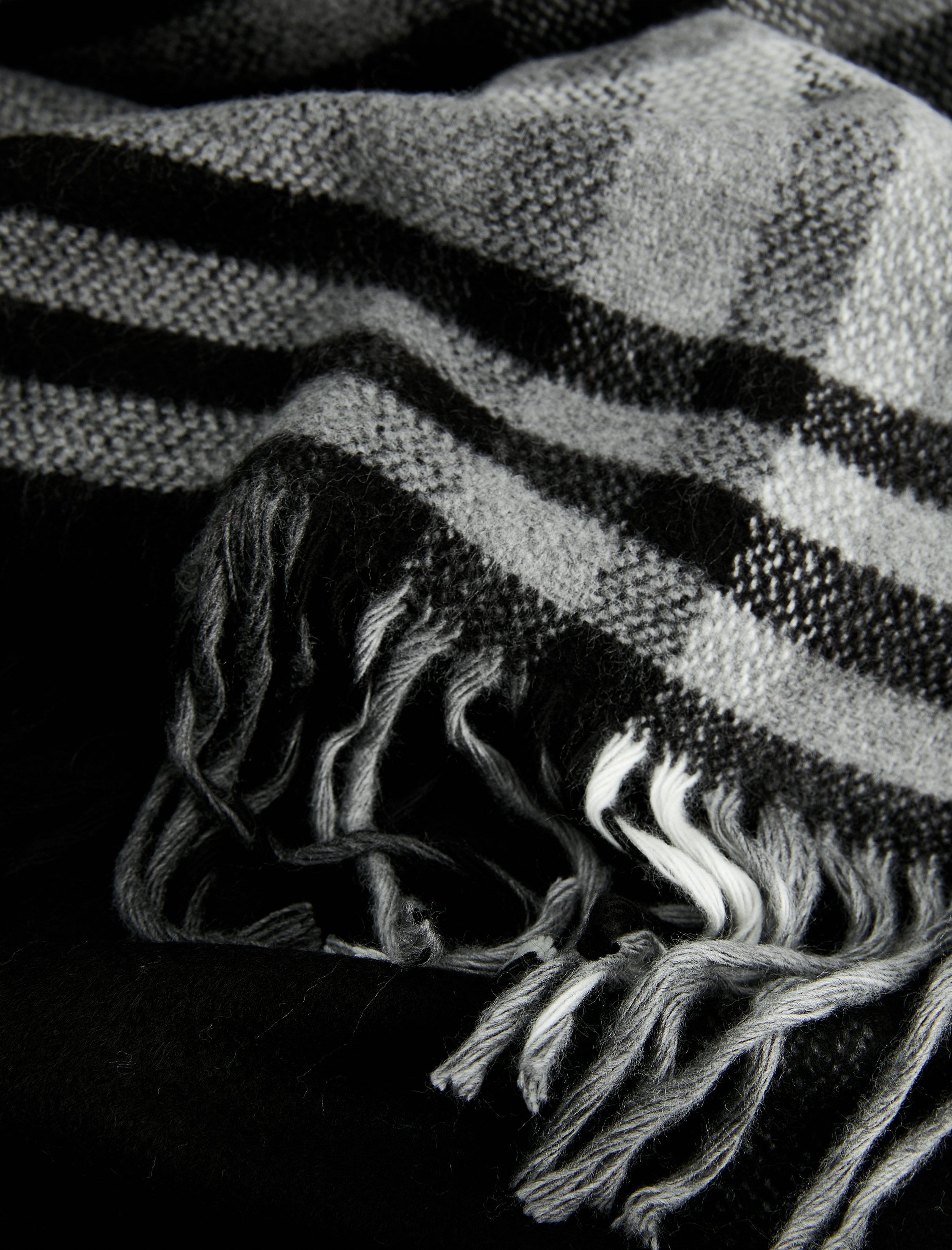 Erkek Uzun Ekoseli Püsküllü Atkı