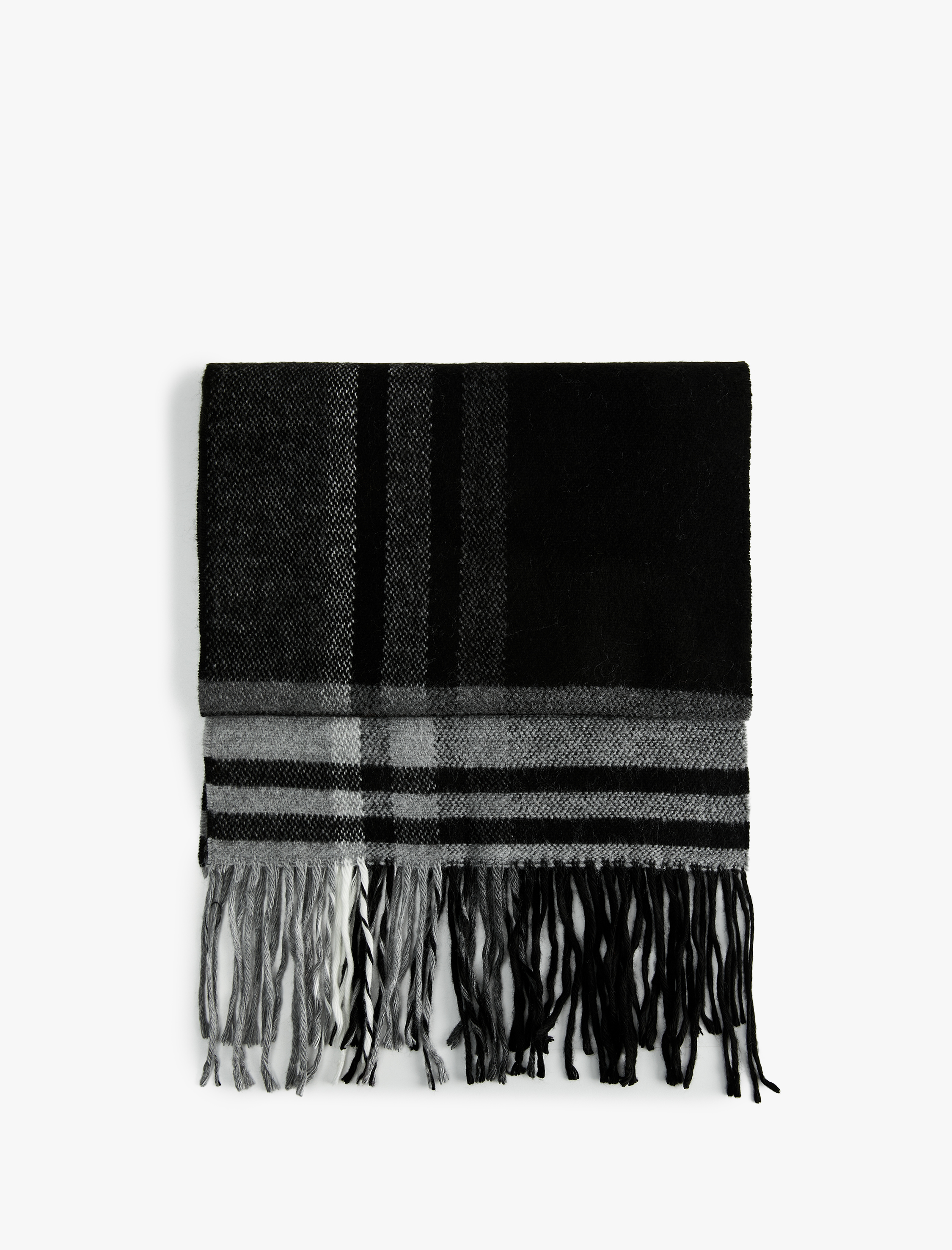 Erkek Uzun Ekoseli Püsküllü Atkı