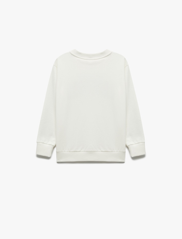 Erkek Çocuk Şardonlu Uzun Kollu Bisiklet Yaka Baskılı Oversize Sweatshirt