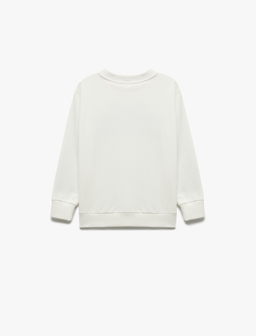  Erkek Çocuk Şardonlu Uzun Kollu Bisiklet Yaka Baskılı Oversize Sweatshirt