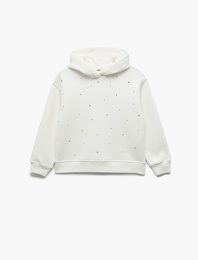 Şardonlu Uzun Kollu Oversize Kapşonlu Sweatshirt