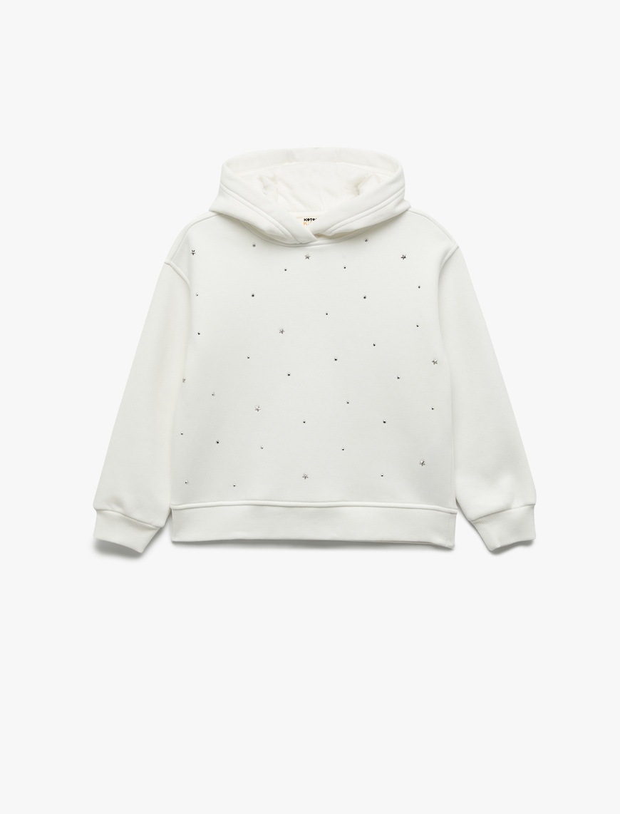  Kız Çocuk Şardonlu Uzun Kollu Oversize Kapşonlu Sweatshirt