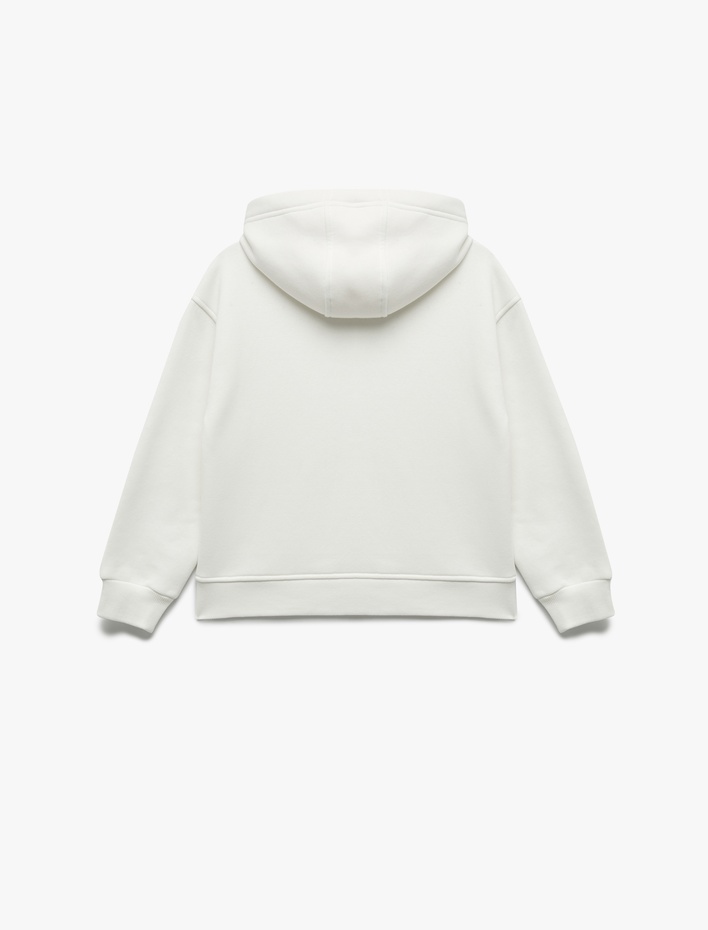 Kız Çocuk Şardonlu Uzun Kollu Oversize Kapşonlu Sweatshirt