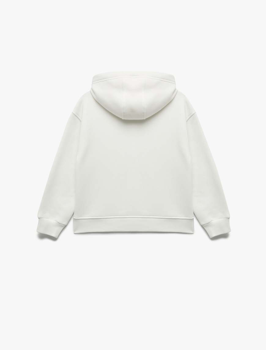 Kız Çocuk Şardonlu Uzun Kollu Oversize Kapşonlu Sweatshirt
