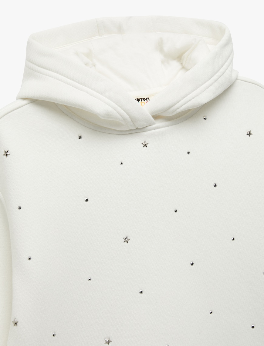  Kız Çocuk Şardonlu Uzun Kollu Oversize Kapşonlu Sweatshirt