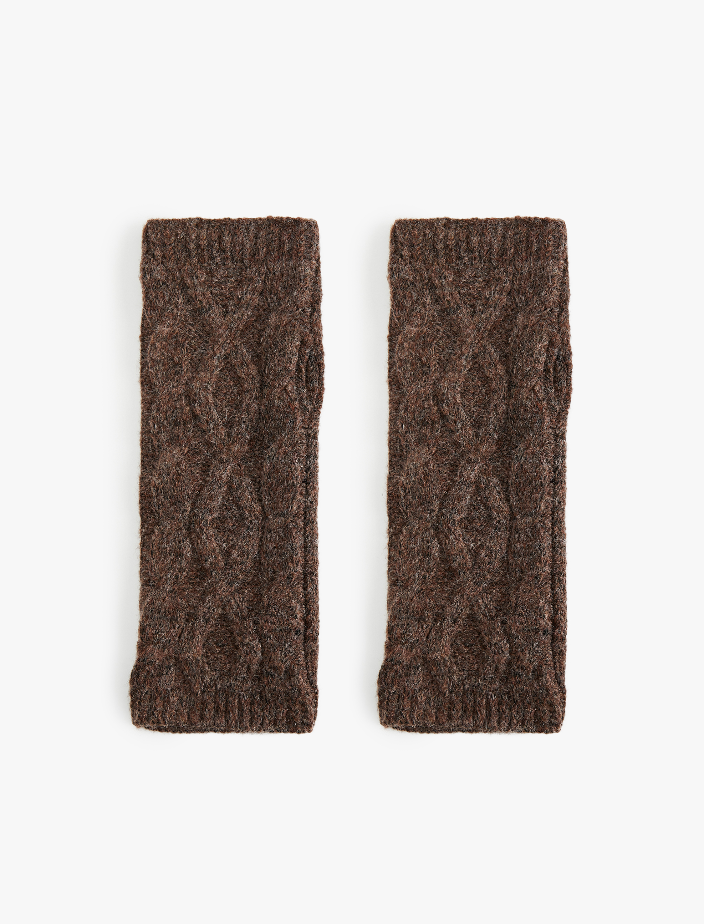  Kadın Saç Örgü Dokulu Parmaksız Kırçıllı Uzun Eldiven - Koton X Sibil Çetinkaya