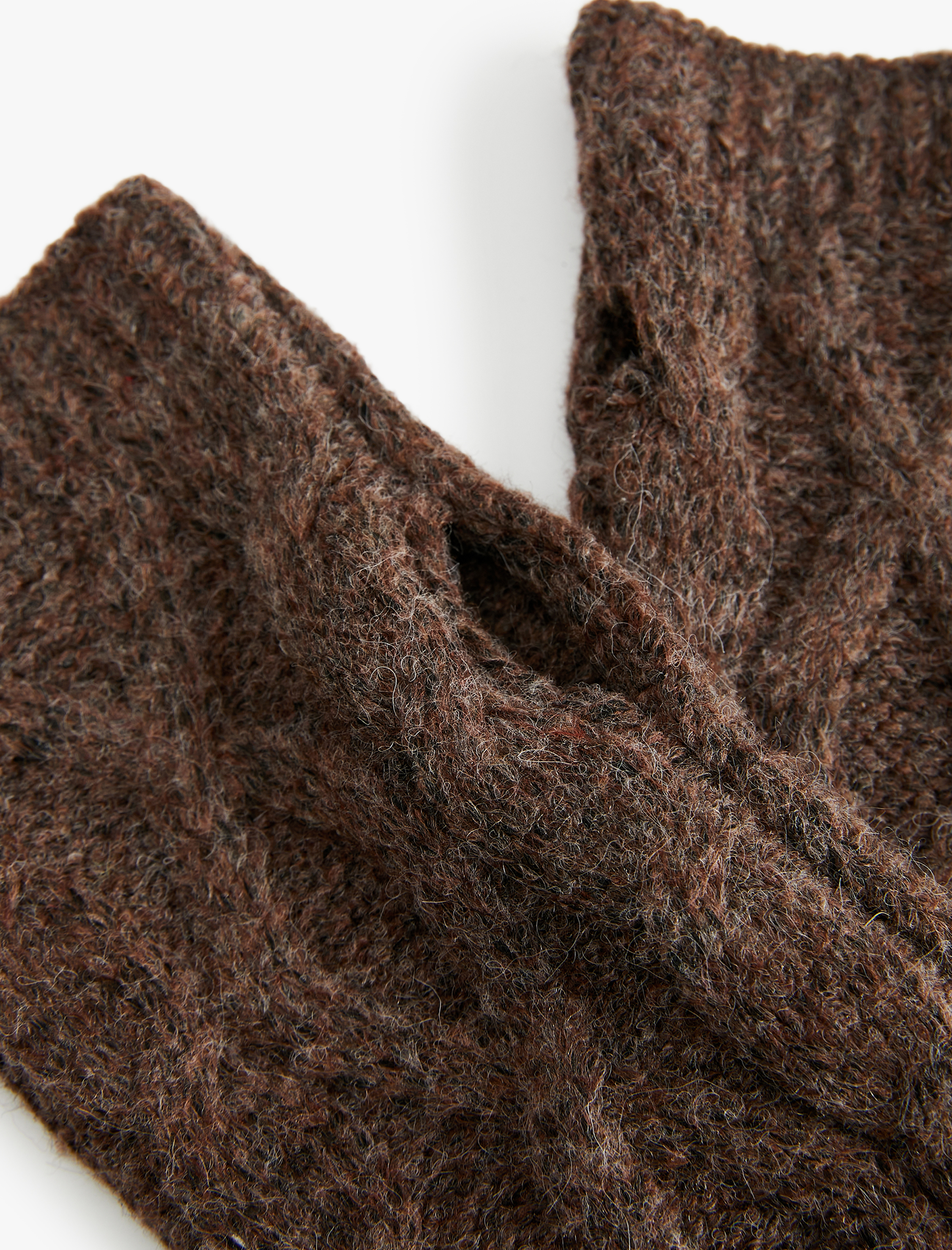  Kadın Saç Örgü Dokulu Parmaksız Kırçıllı Uzun Eldiven - Koton X Sibil Çetinkaya