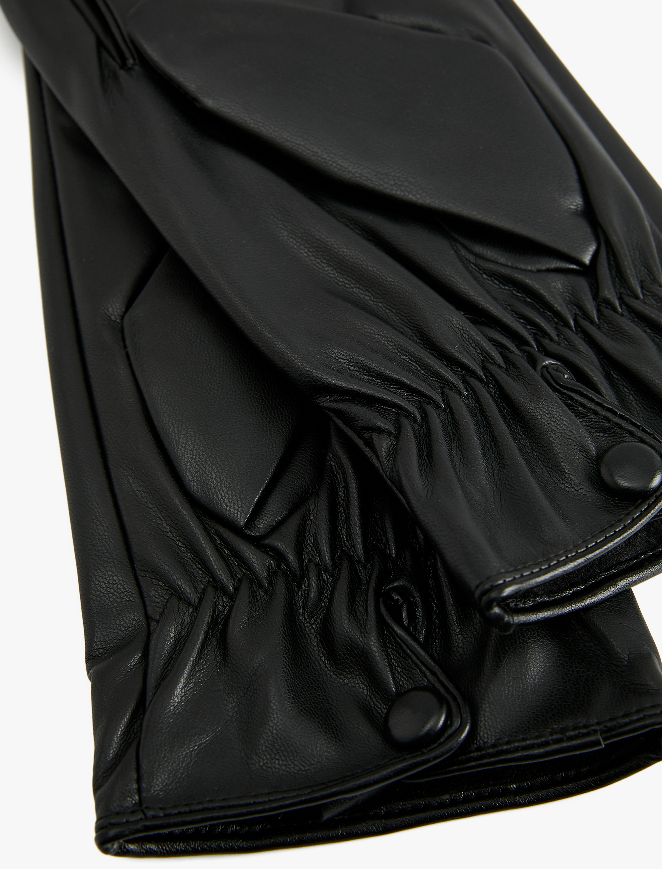  Erkek Düğme Detaylı Suni Deri Eldiven