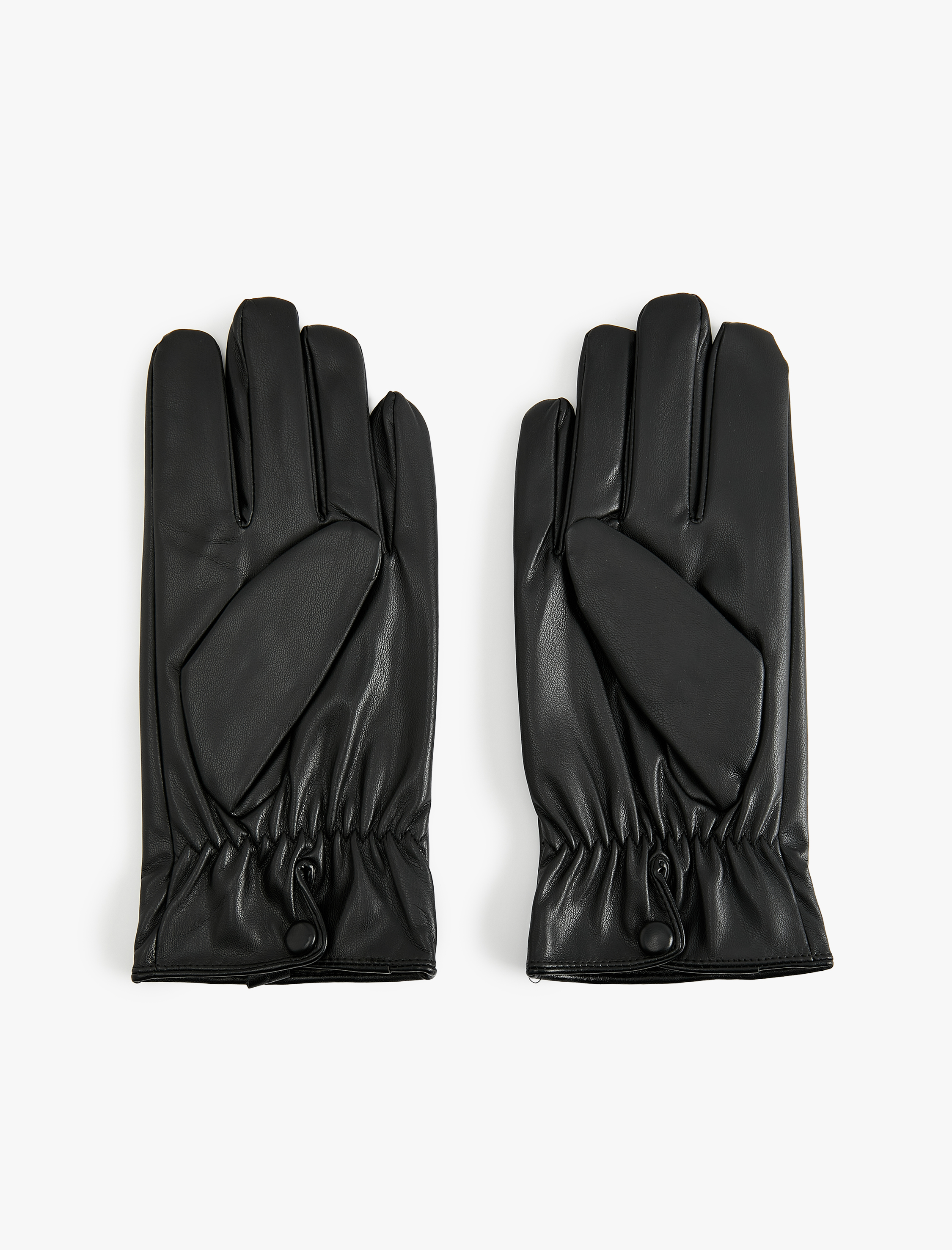  Erkek Düğme Detaylı Suni Deri Eldiven