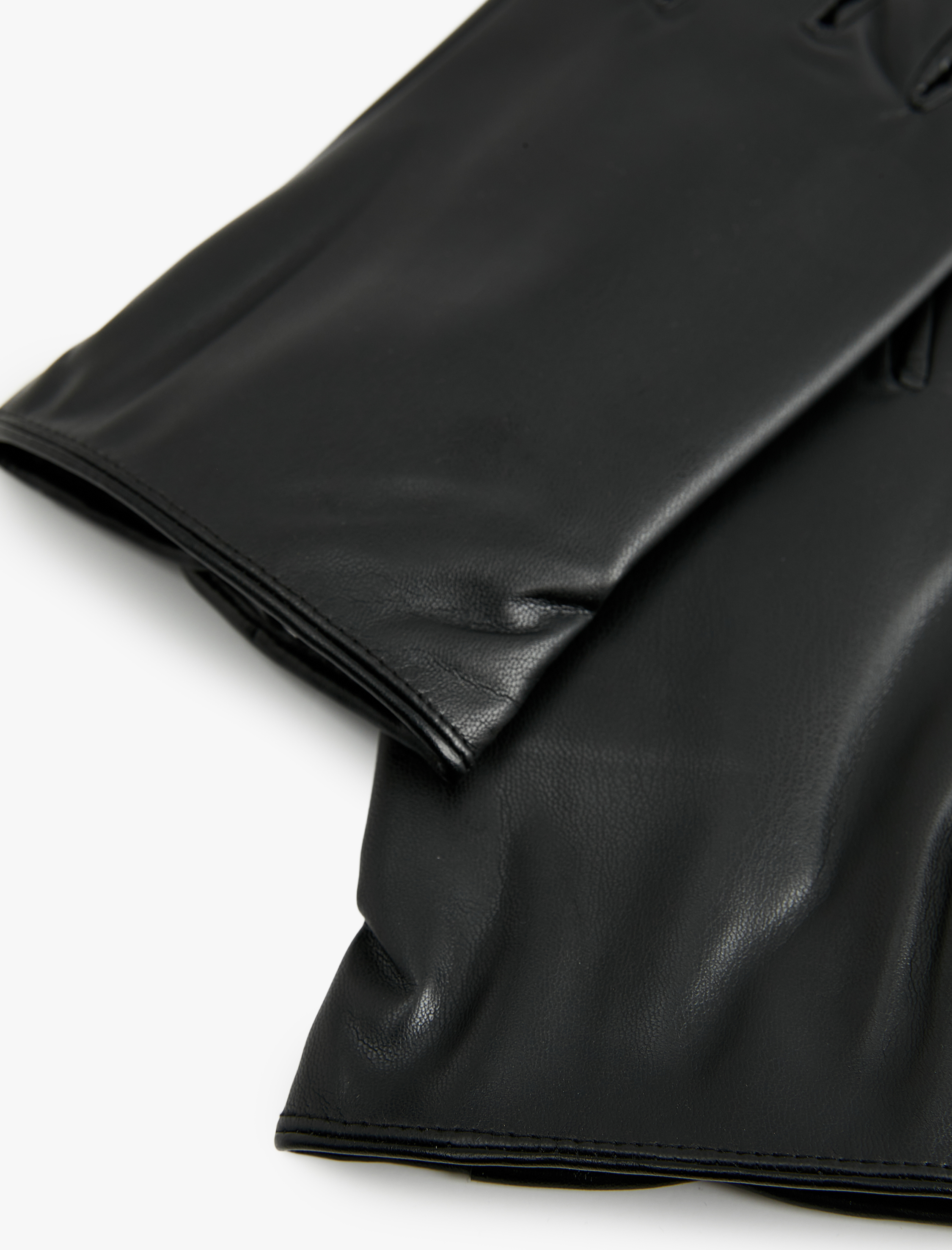  Erkek Düğme Detaylı Suni Deri Eldiven