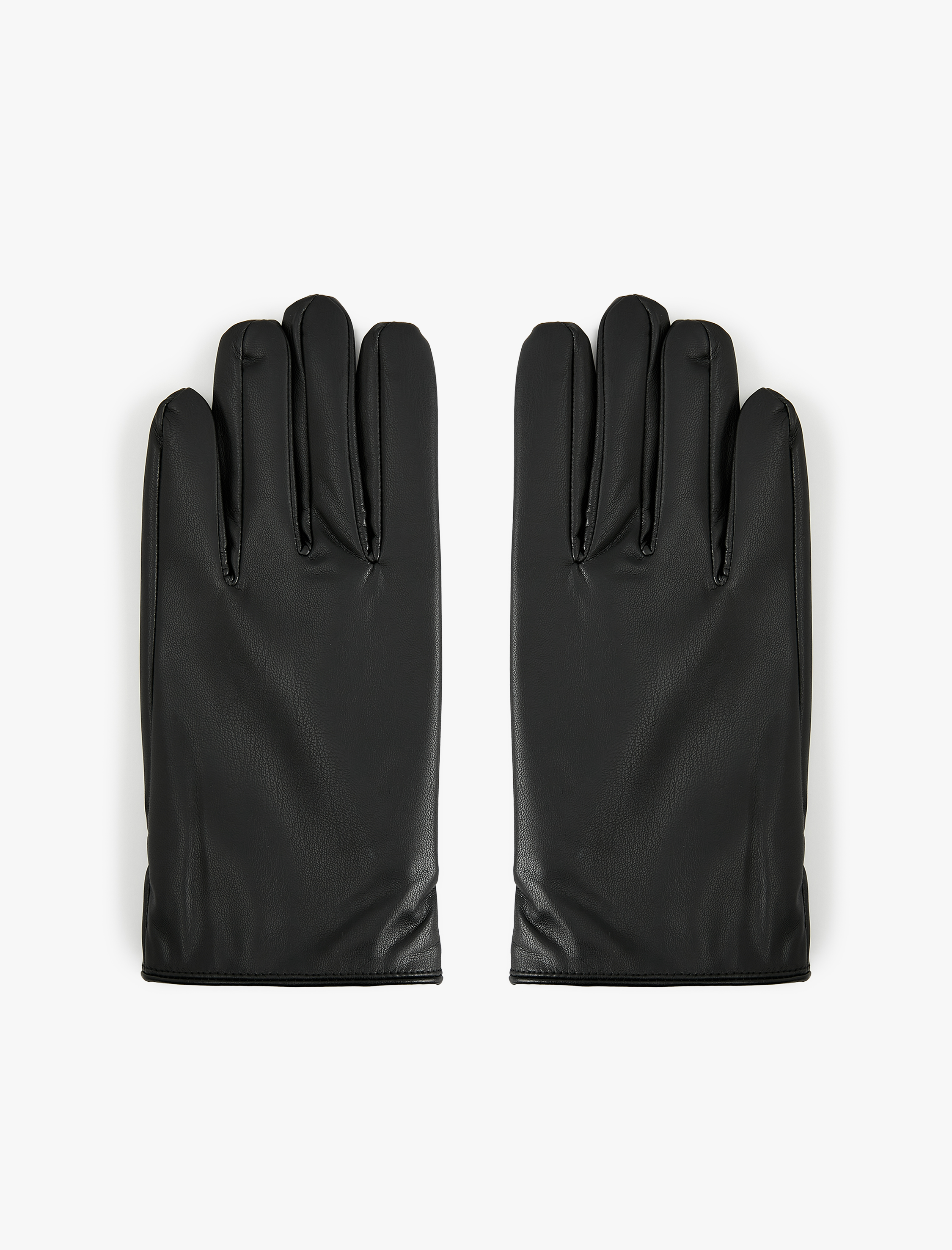  Erkek Düğme Detaylı Suni Deri Eldiven