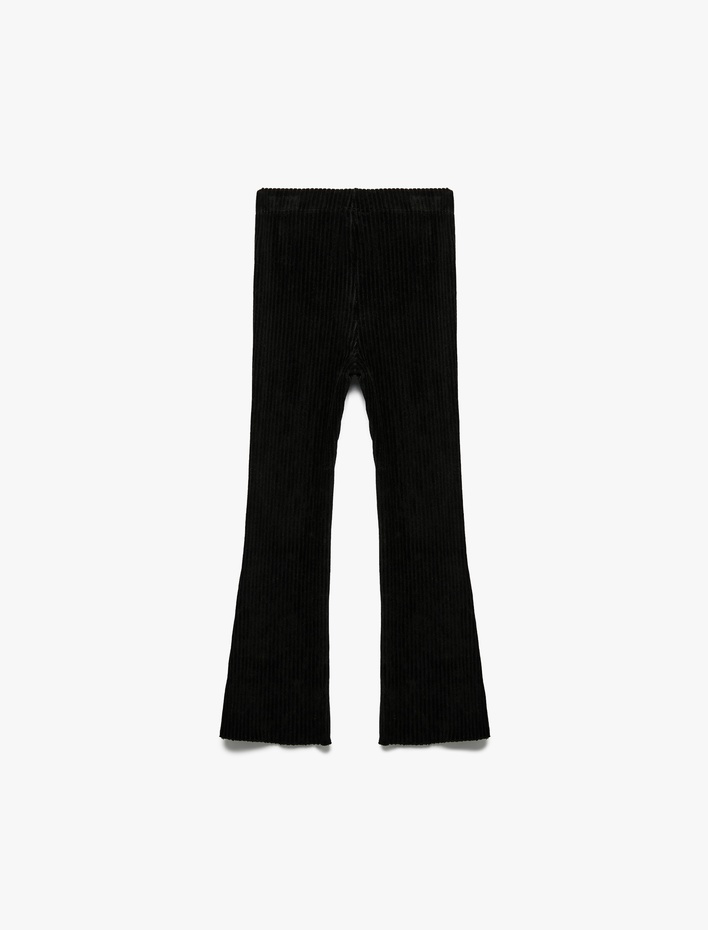 Kız Bebek Beli Lastikli Basic İspanyol Paça Kadife Tayt