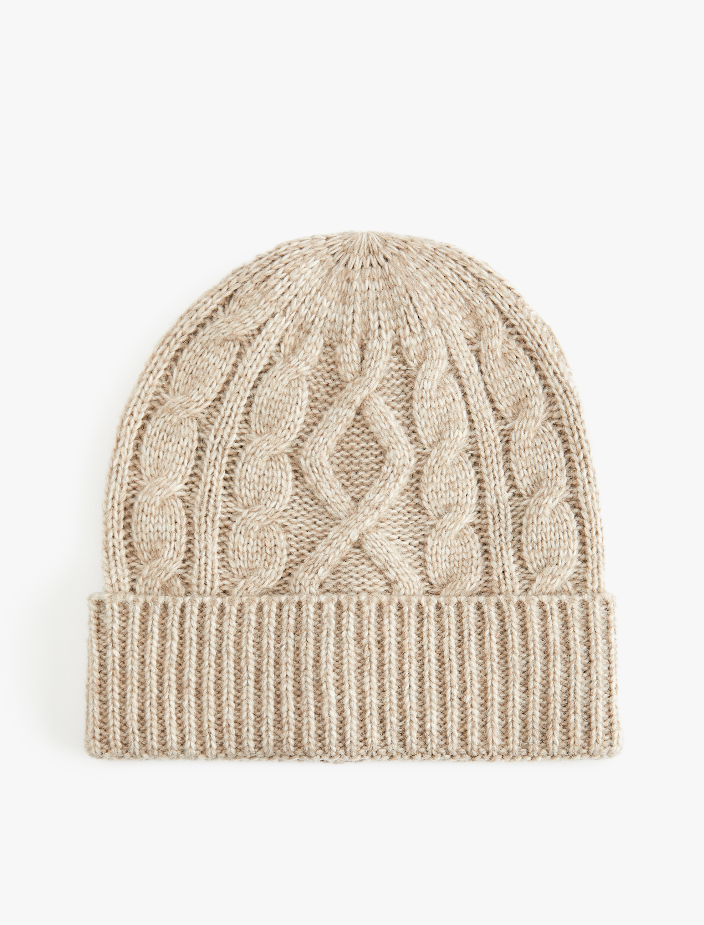  Kadın Katlama Detaylı Saç Örgü Dokulu Triko Bere