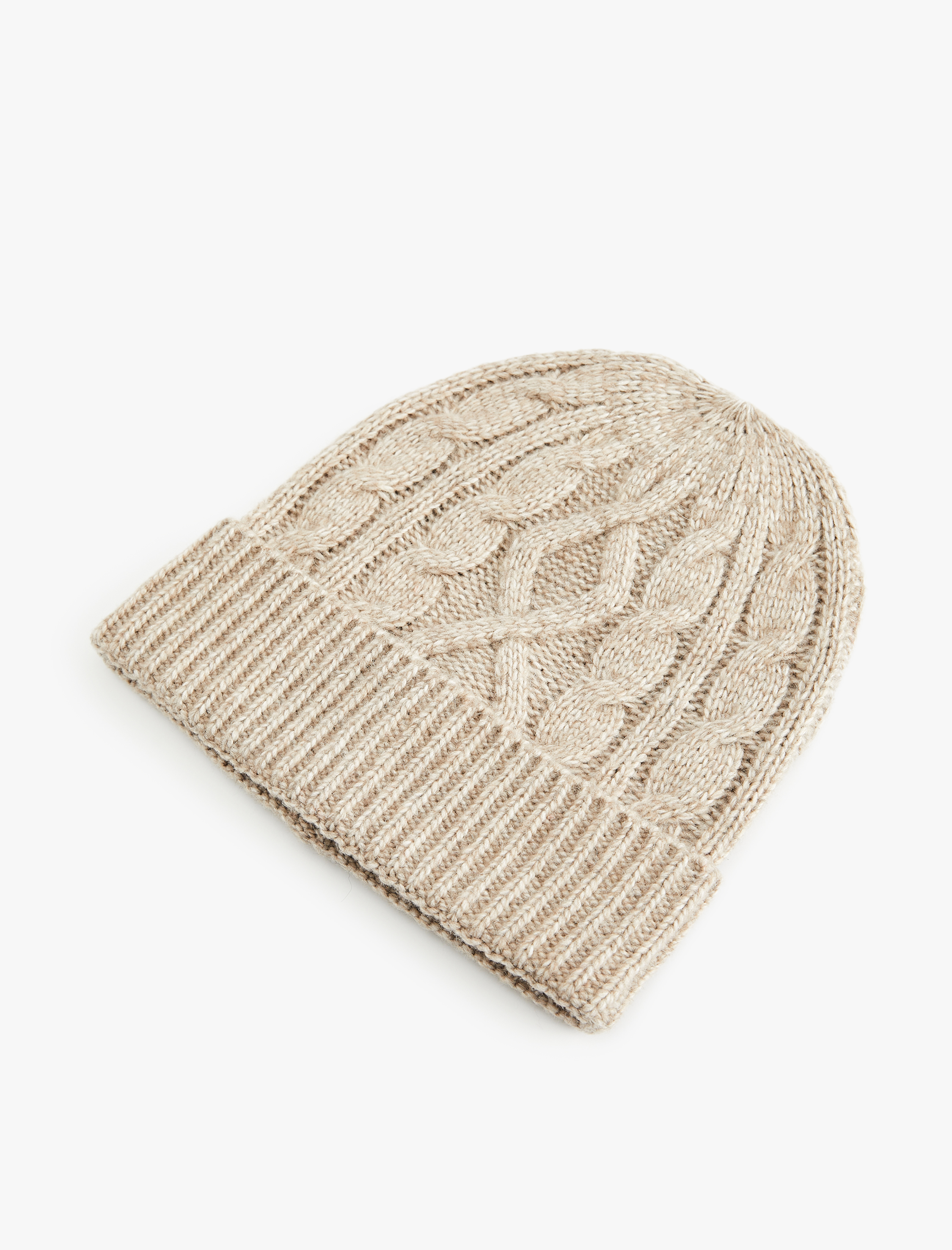  Kadın Katlama Detaylı Saç Örgü Dokulu Triko Bere