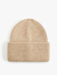 Yumuşak Dokulu Katlama Detaylı Basic Triko Örgü Bere