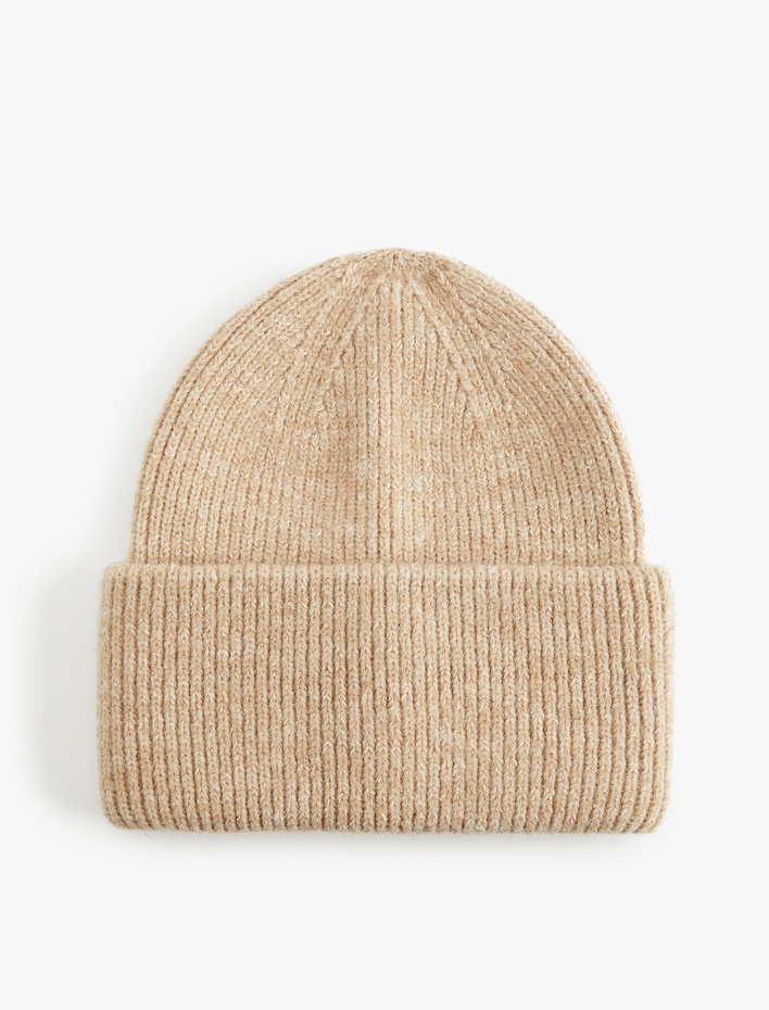 Kadın Yumuşak Dokulu Katlama Detaylı Basic Triko Örgü Bere