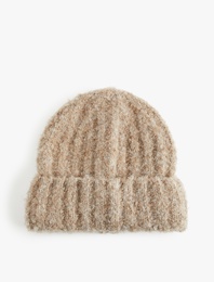 Yumuşak Dokulu Katlama Detaylı Kırçıllı Örgü Bere