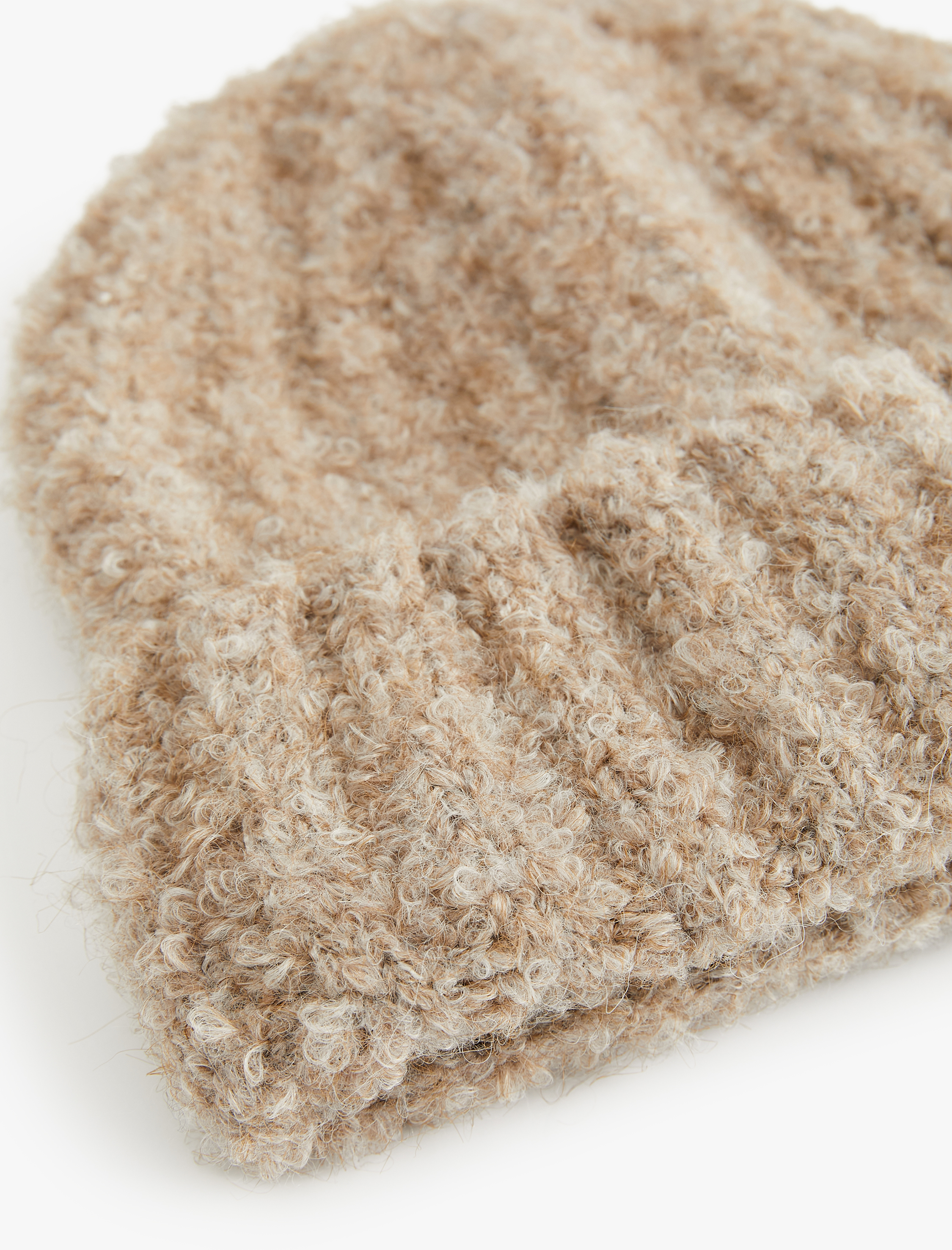  Kadın Yumuşak Dokulu Katlama Detaylı Kırçıllı Örgü Bere