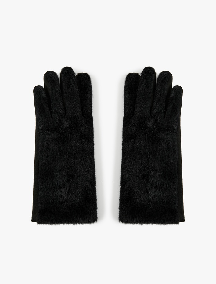Kadın Peluş Detaylı Suni Süet İşleme Detaylı Eldiven
