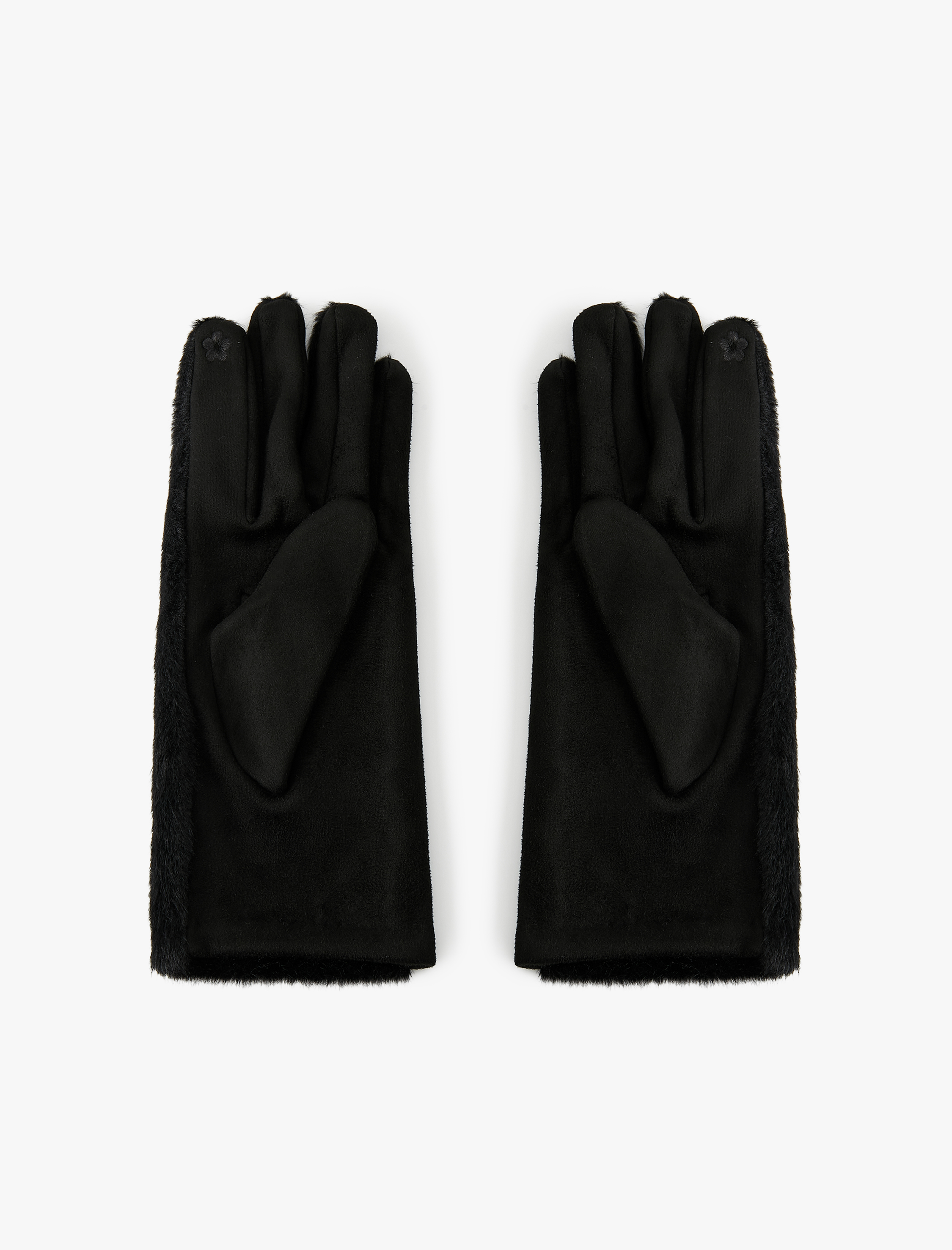  Kadın Peluş Detaylı Suni Süet İşleme Detaylı Eldiven