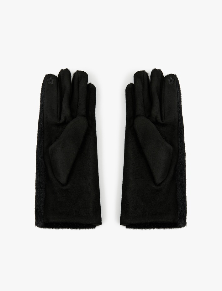 Kadın Peluş Detaylı Suni Süet İşleme Detaylı Eldiven