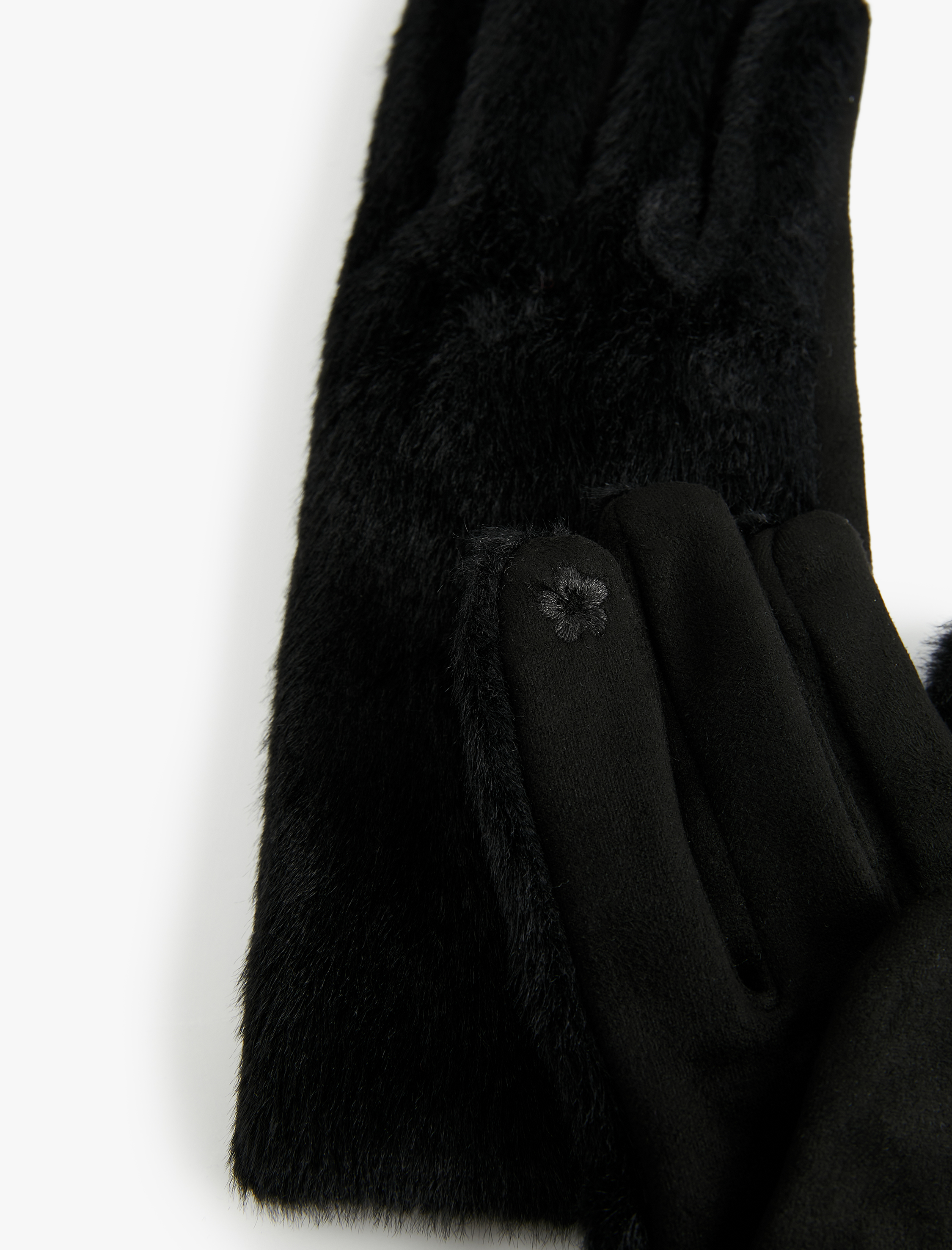  Kadın Peluş Detaylı Suni Süet İşleme Detaylı Eldiven