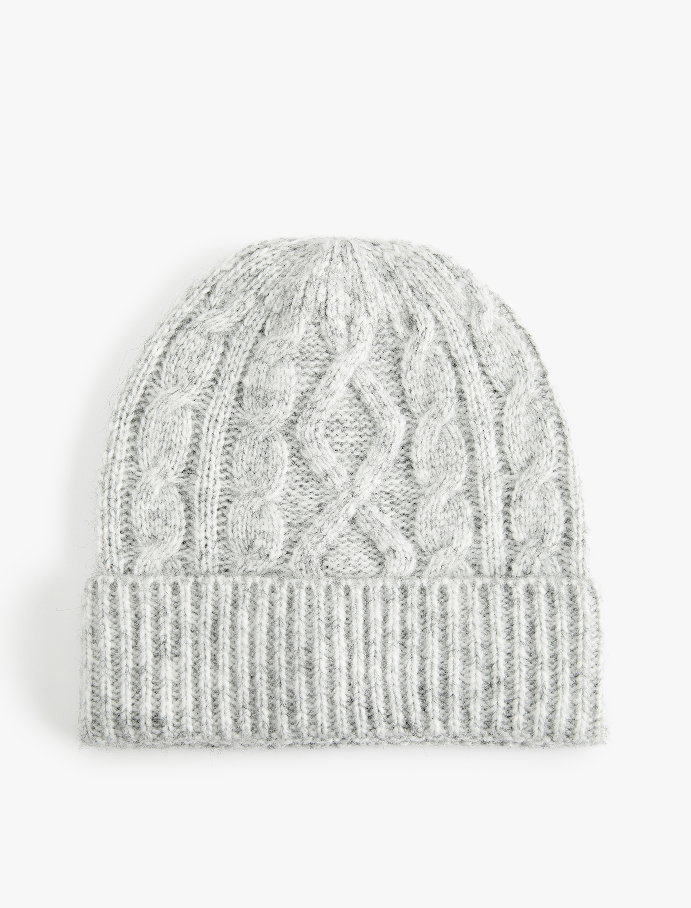  Kadın Katlama Detaylı Saç Örgü Dokulu Triko Bere