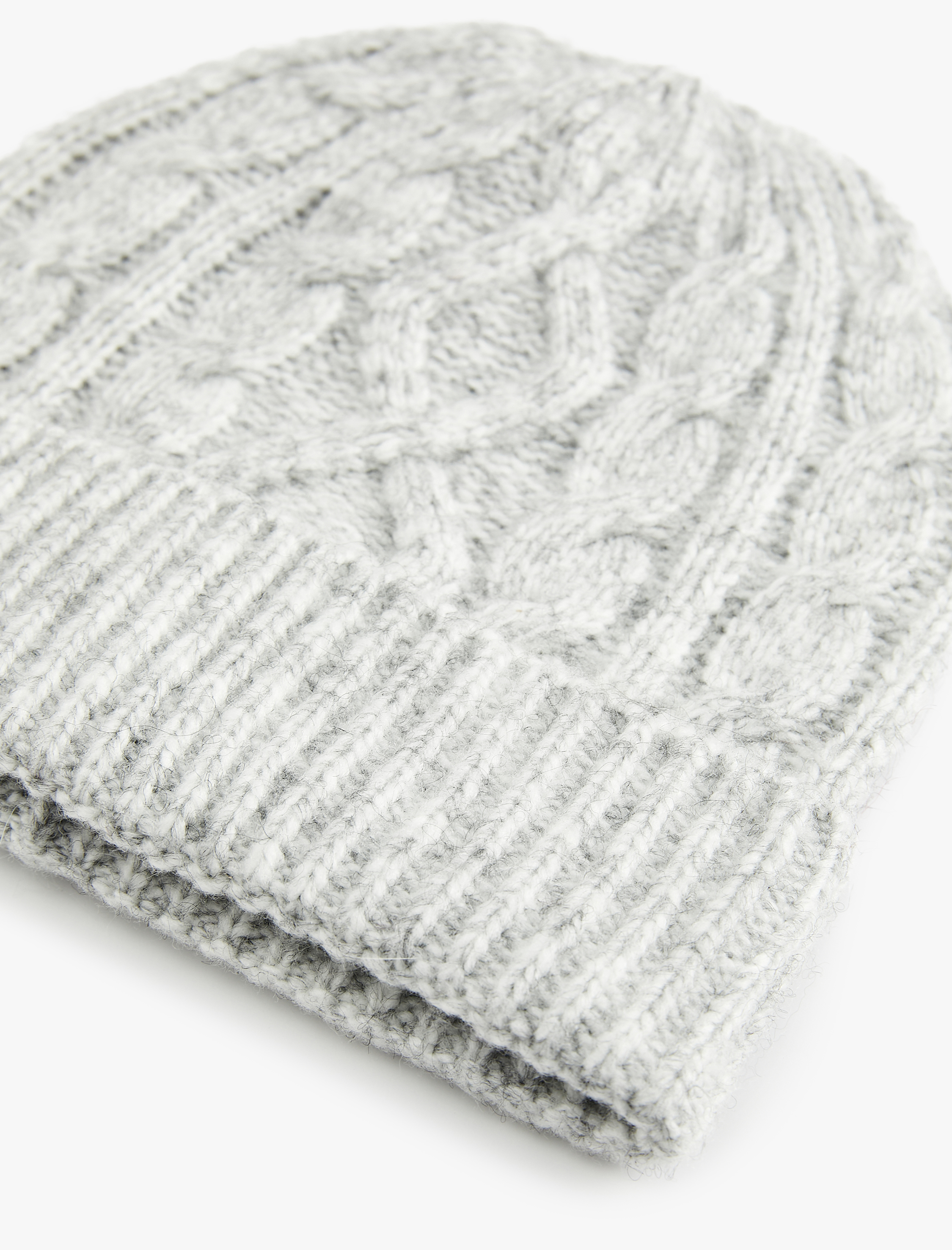  Kadın Katlama Detaylı Saç Örgü Dokulu Triko Bere