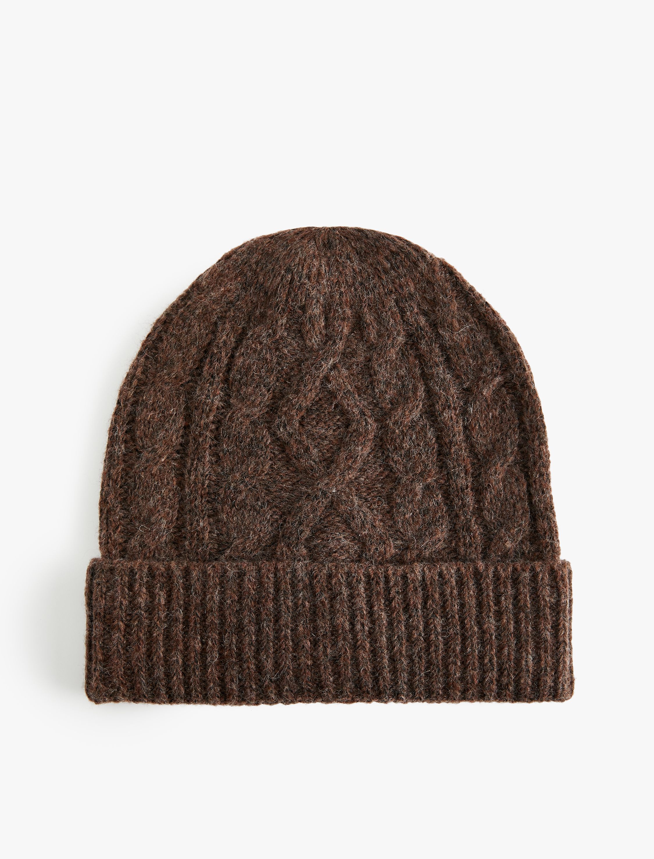  Kadın Katlama Detaylı Saç Örgü Dokulu Triko Bere