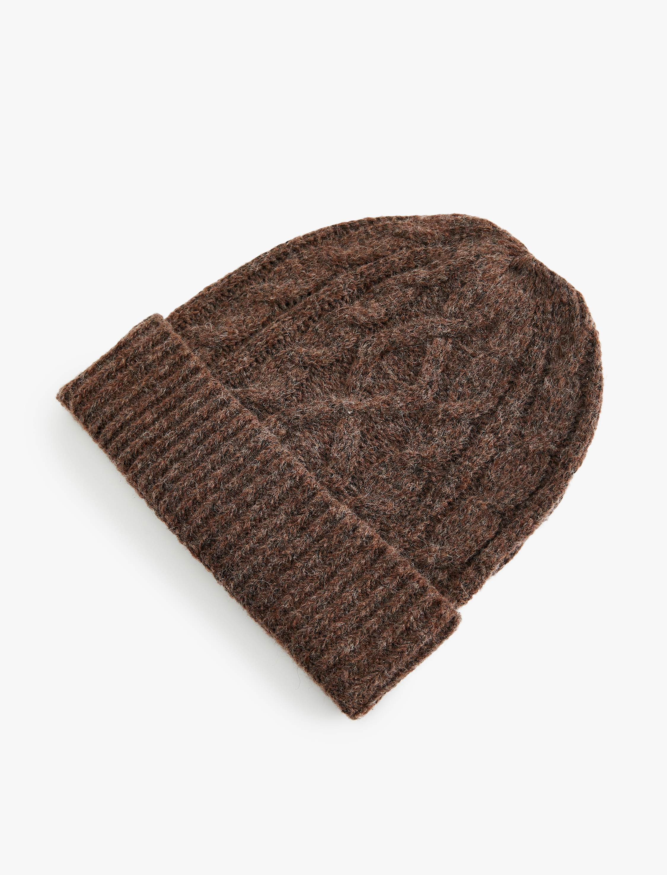  Kadın Katlama Detaylı Saç Örgü Dokulu Triko Bere