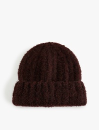 Yumuşak Dokulu Katlama Detaylı Kırçıllı Örgü Bere