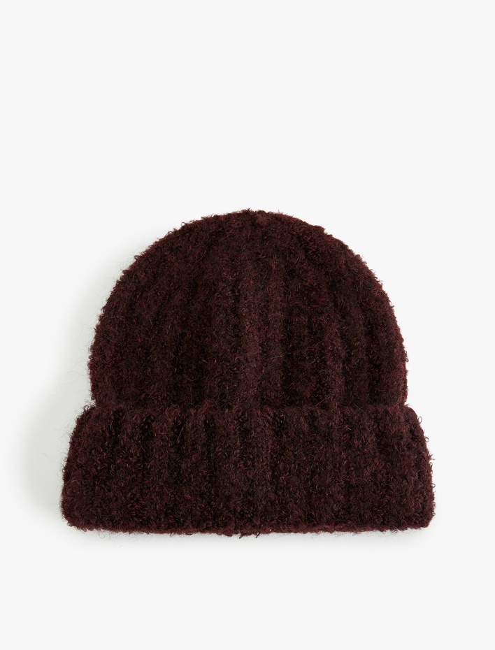 Kadın Yumuşak Dokulu Katlama Detaylı Kırçıllı Örgü Bere