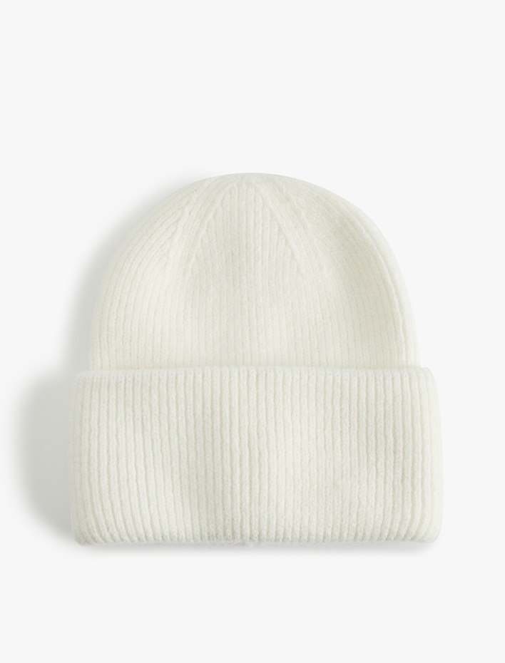 Kadın Yumuşak Dokulu Katlama Detaylı Basic Triko Örgü Bere