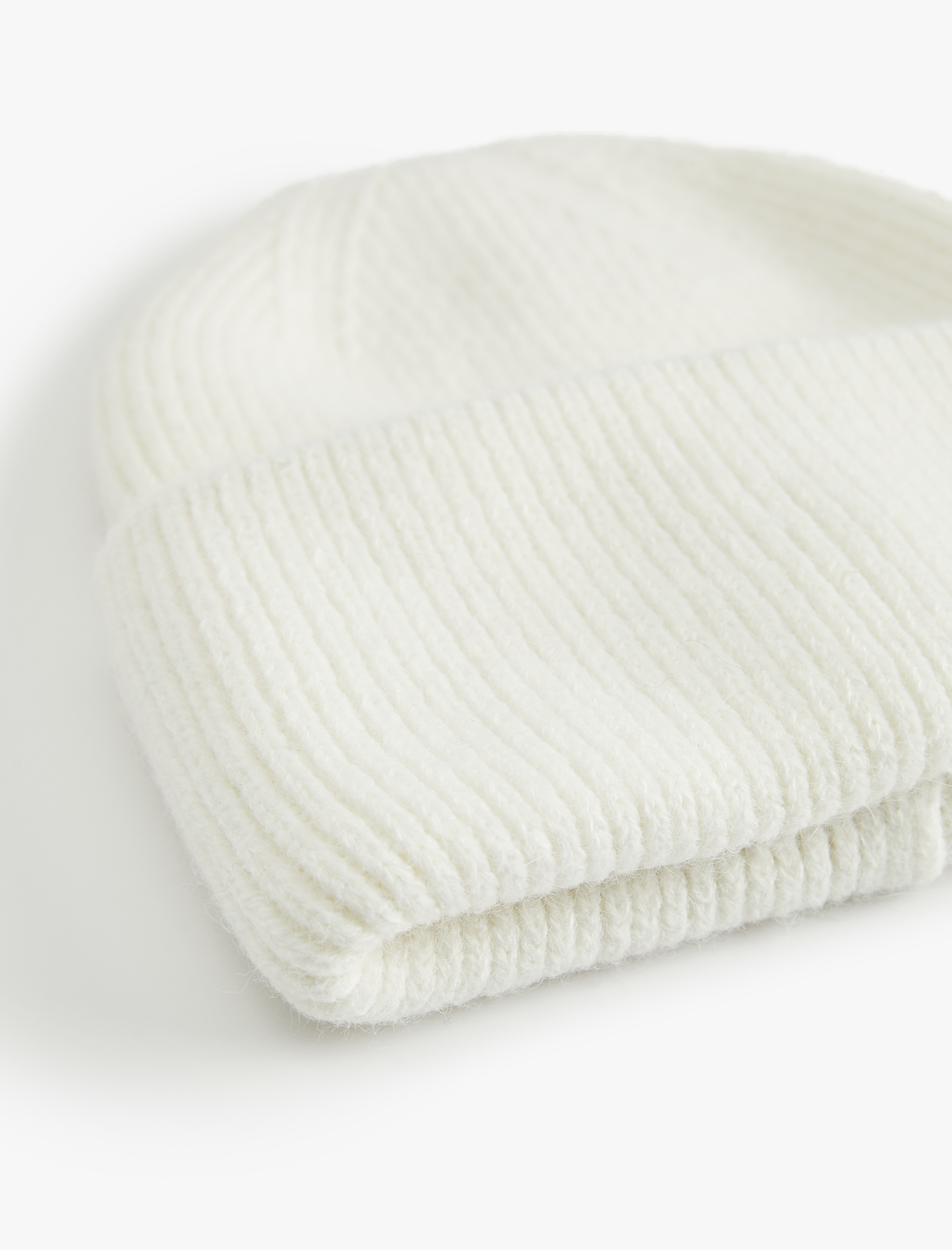  Kadın Yumuşak Dokulu Katlama Detaylı Basic Triko Örgü Bere